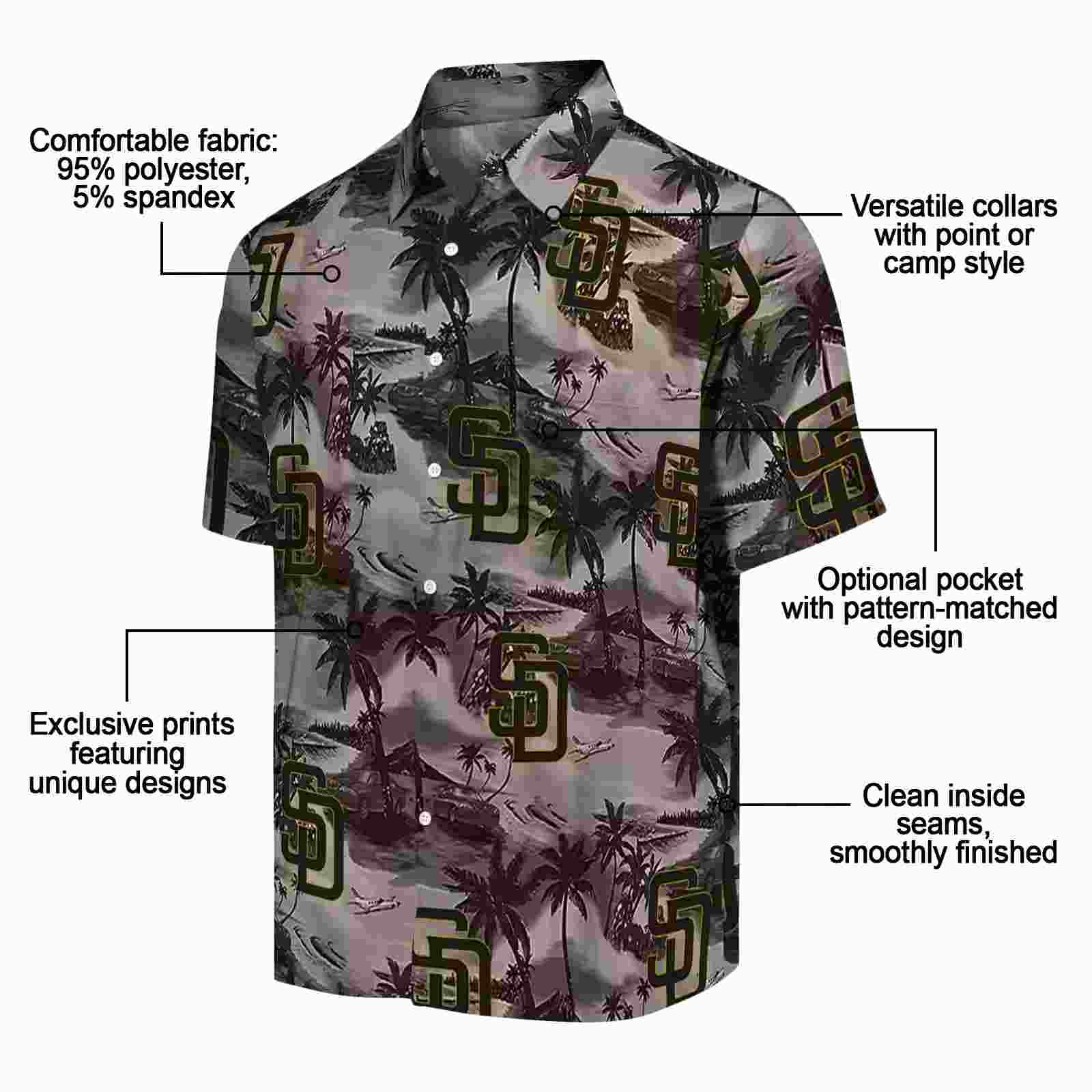 san diego padres coastal palms brown hawaiian shirt new arrival