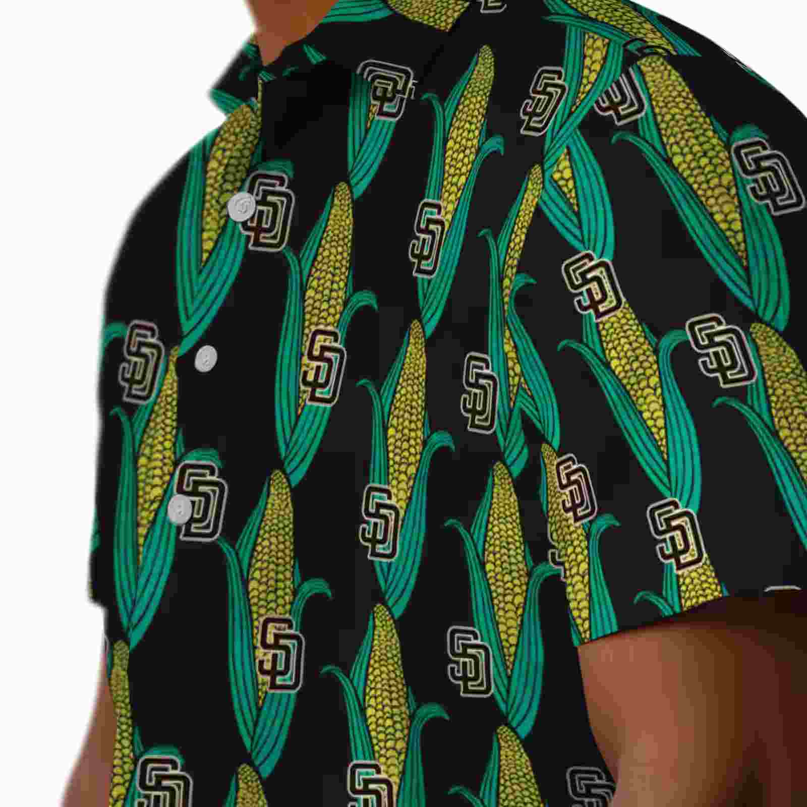 san diego padres corn motifs black green hawaiian shirt trendy