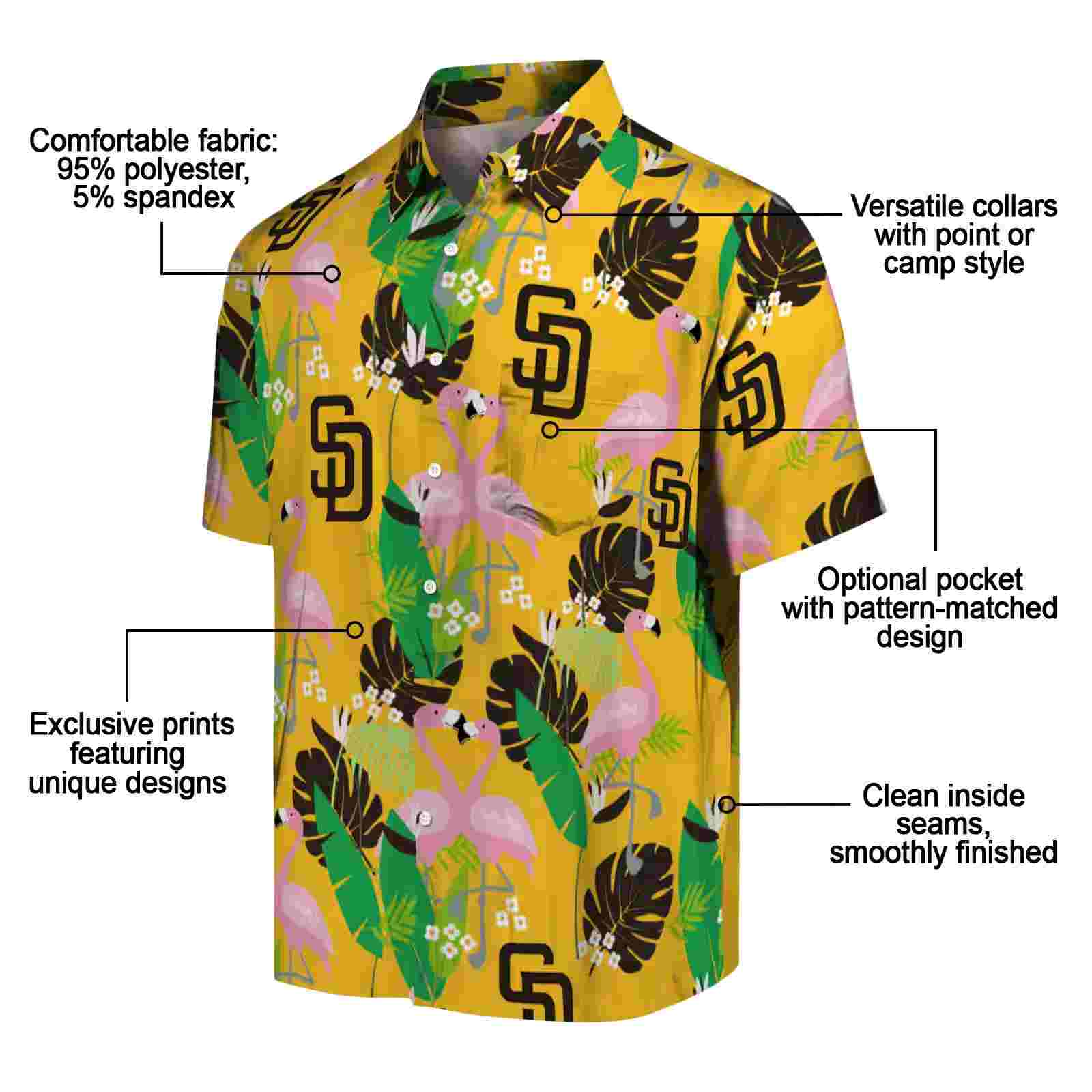 san diego padres flamingo foliage brown green hawaiian shirt new arrival