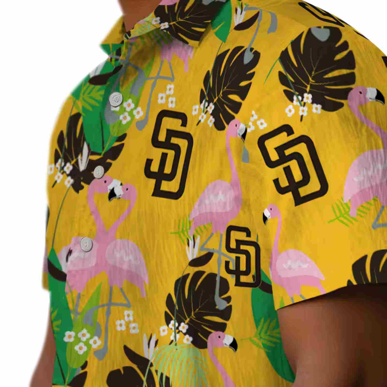 san diego padres flamingo foliage brown green hawaiian shirt trendy