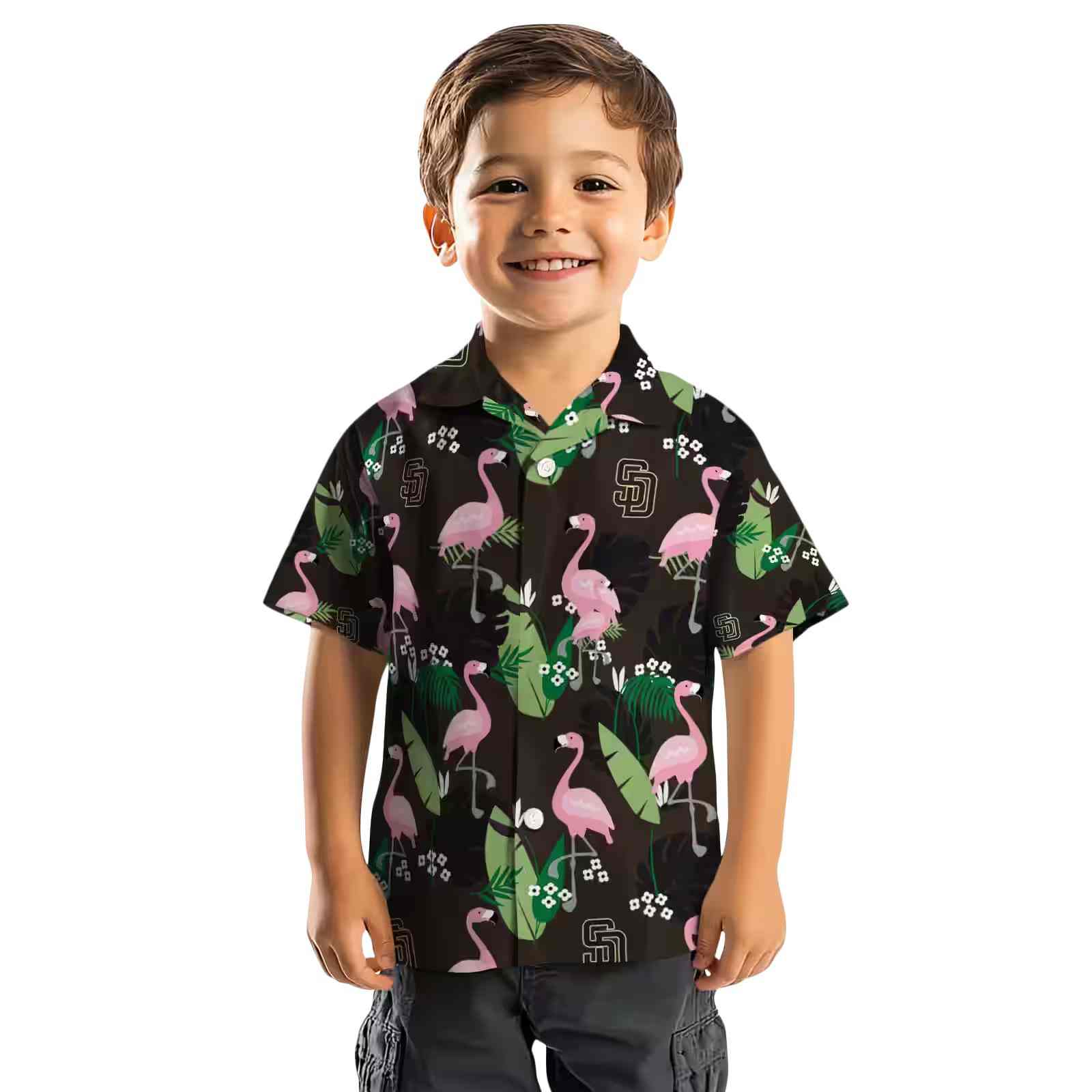 san diego padres flamingo leaf motif brown hawaiian shirt top rated