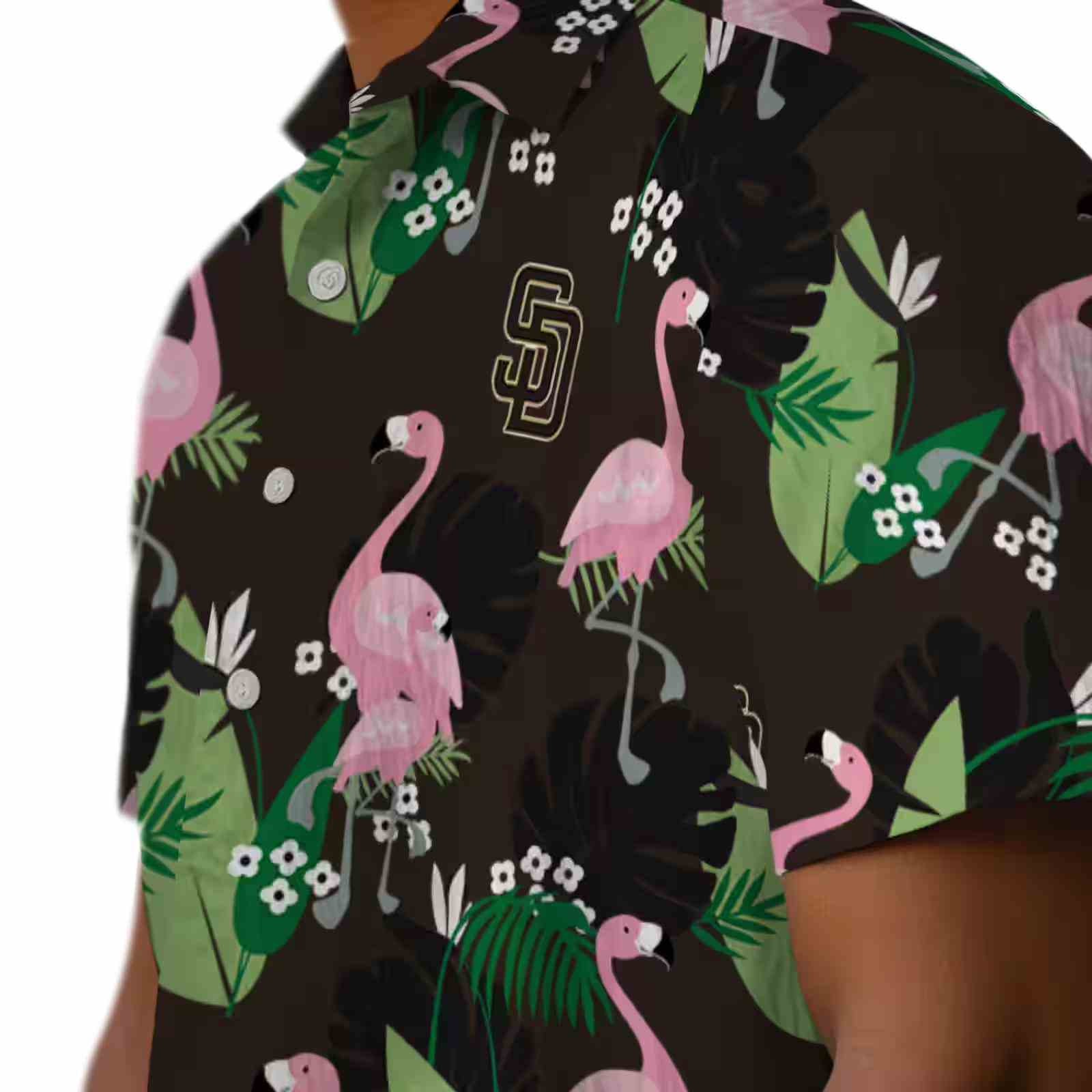 san diego padres flamingo leaf motif brown hawaiian shirt trendy