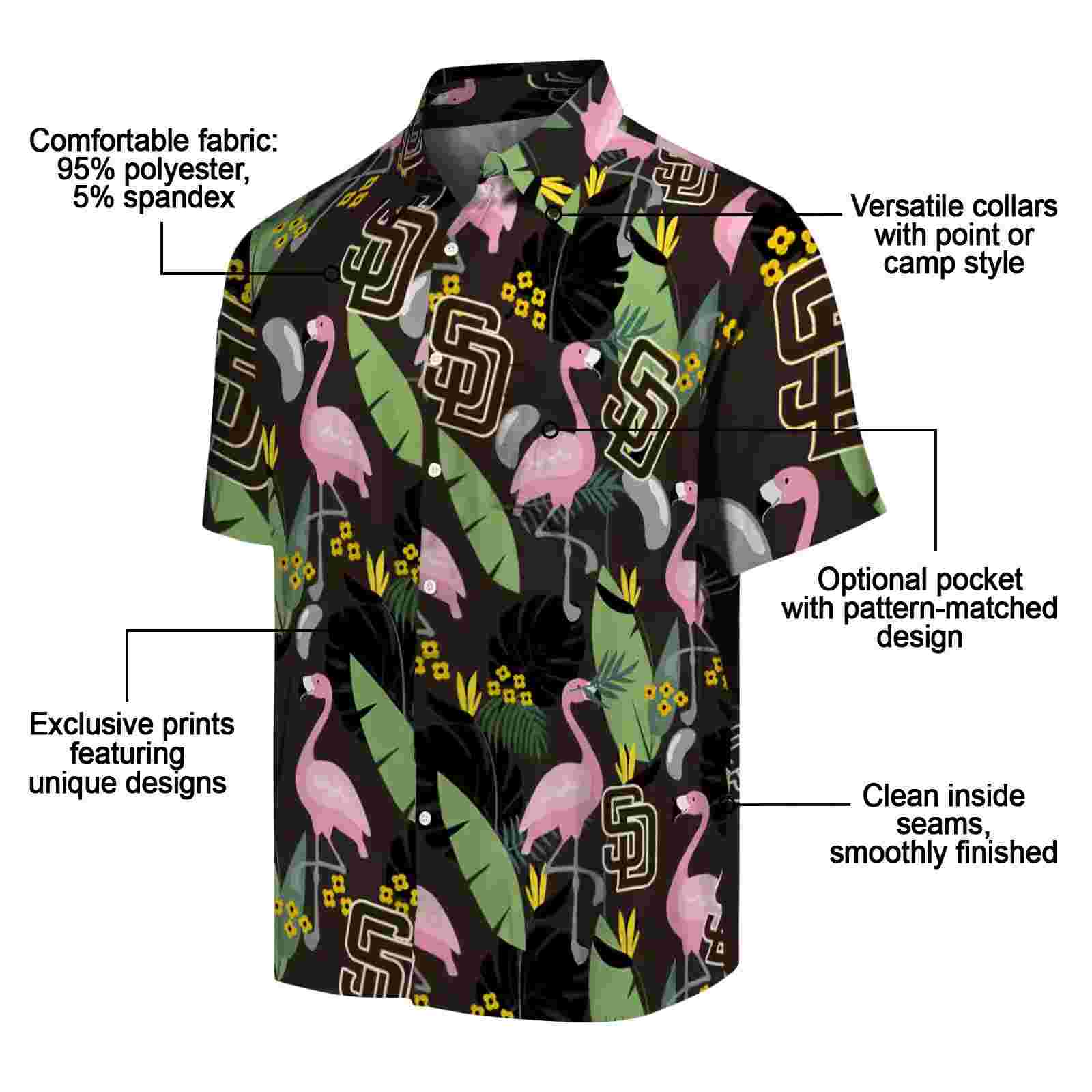 san diego padres flamingo leaves brown hawaiian shirt new arrival