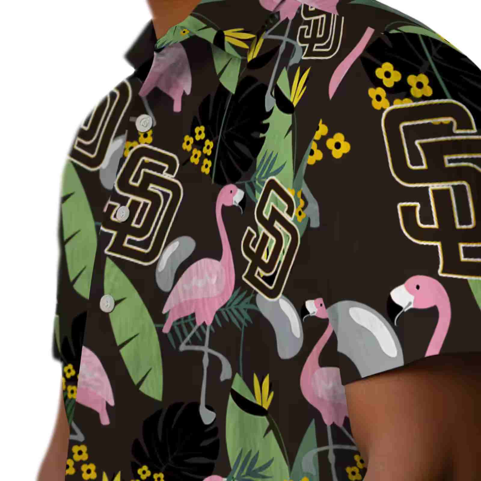 san diego padres flamingo leaves brown hawaiian shirt trendy