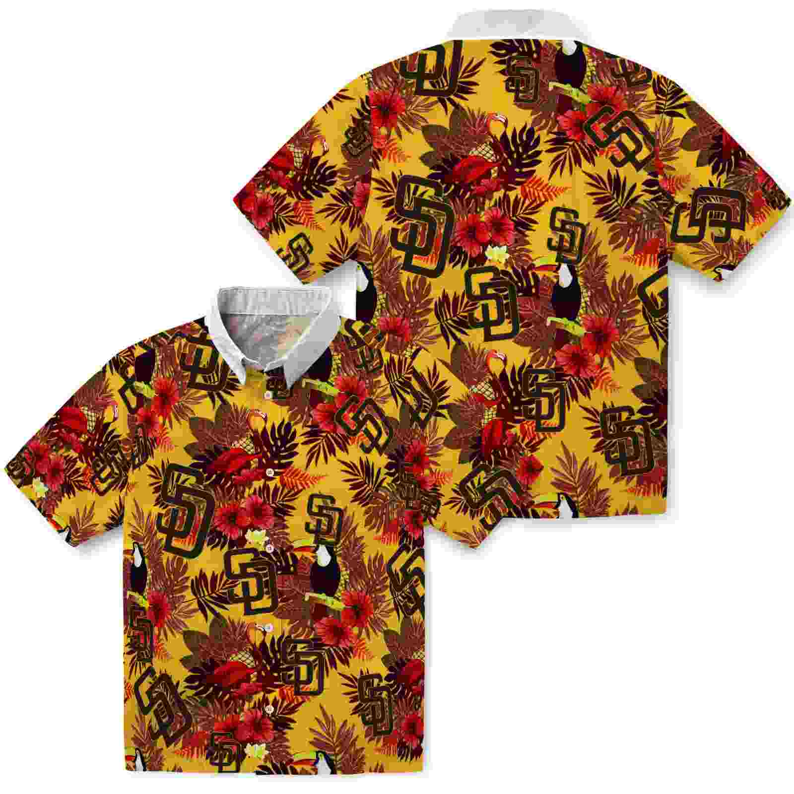 san diego padres floral toucan brown red hawaiian shirt high quality