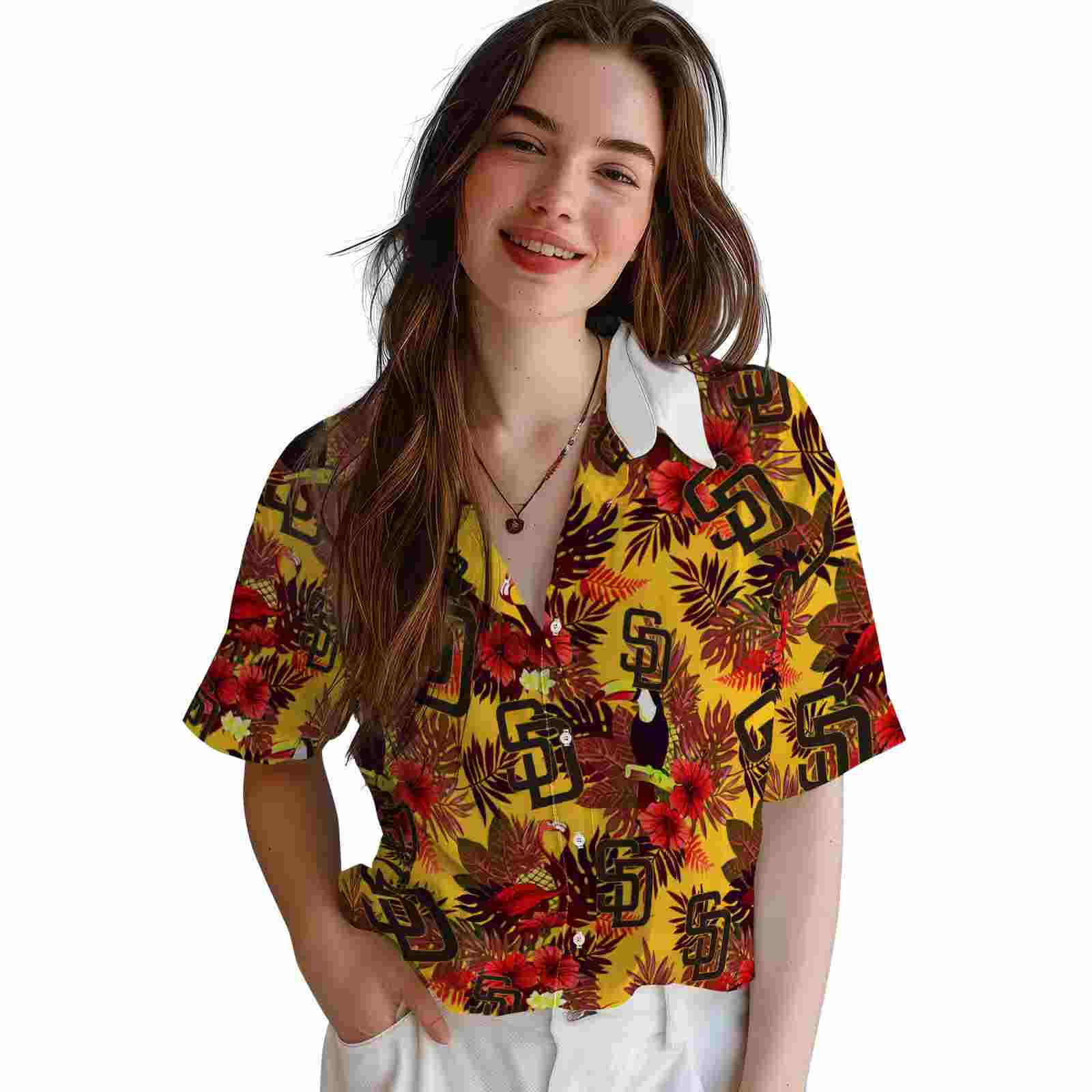 san diego padres floral toucan brown red hawaiian shirt latest model