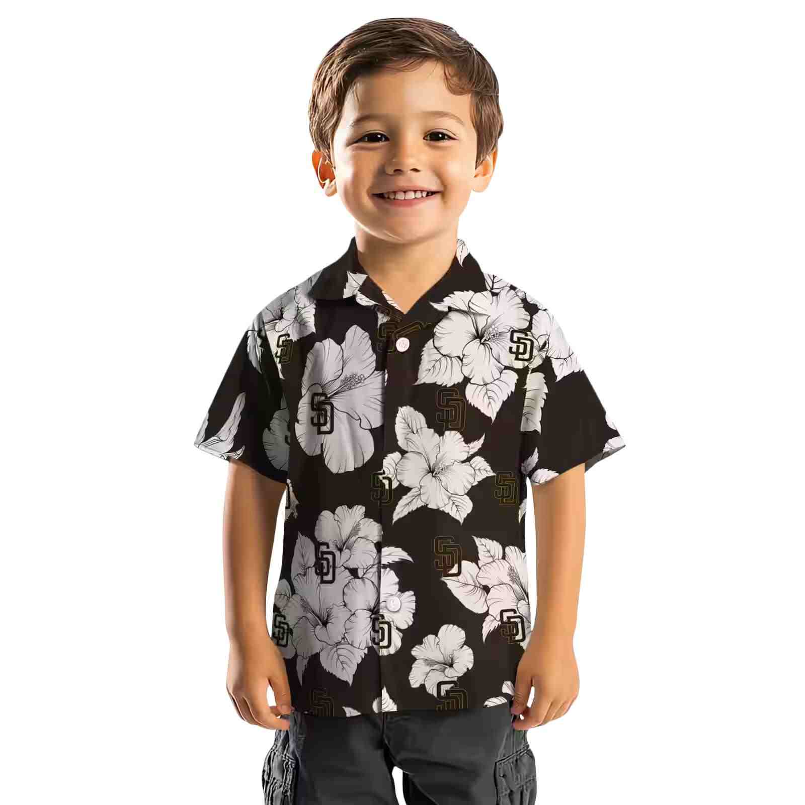 san diego padres hibiscus blooms brown white hawaiian shirt top rated