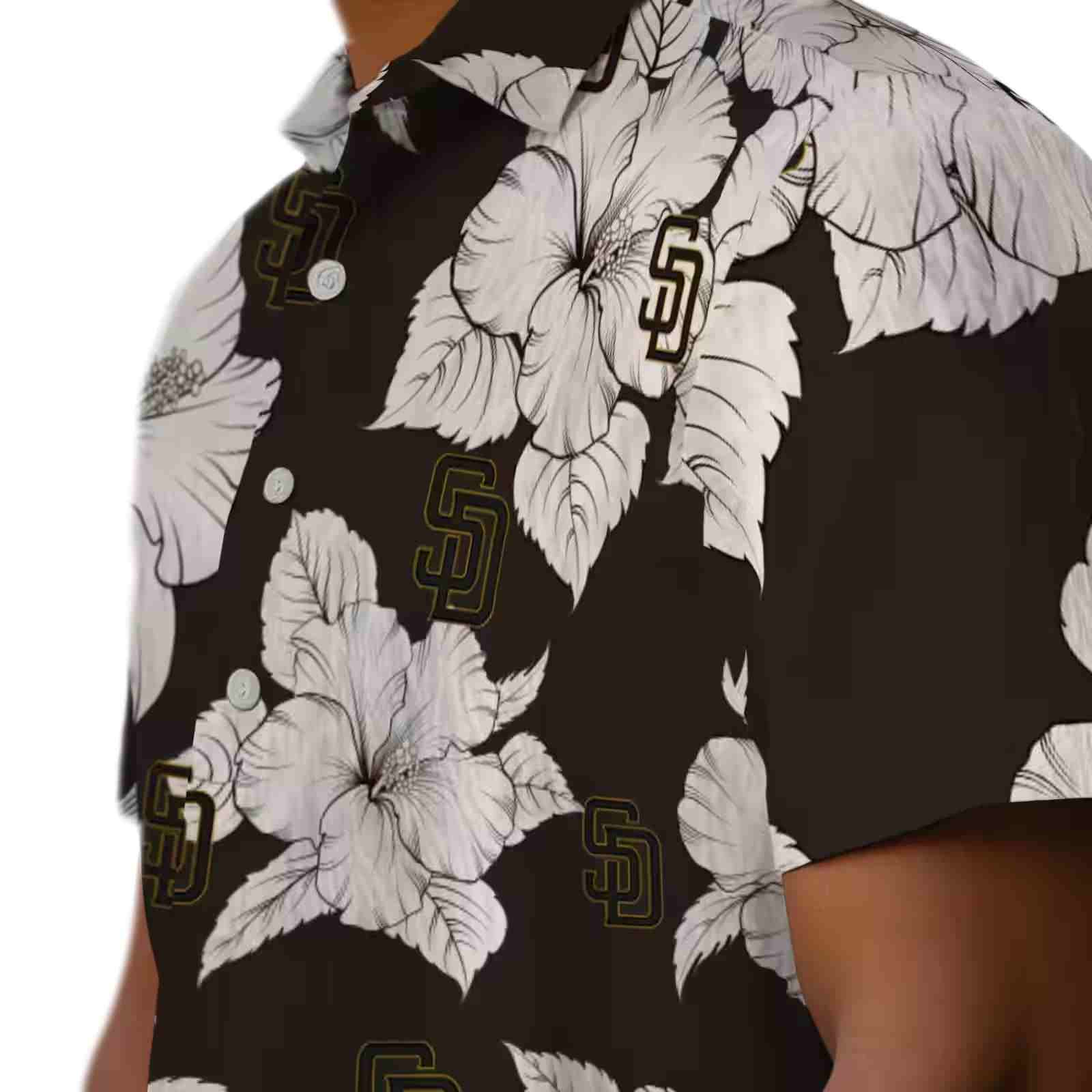 san diego padres hibiscus blooms brown white hawaiian shirt trendy