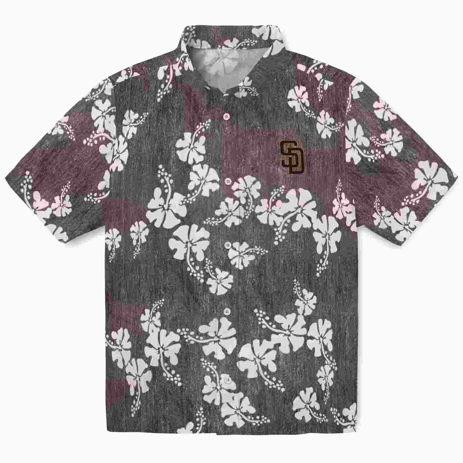 San Diego Padres Hibiscus Clusters Brown Hawaiian Shirt