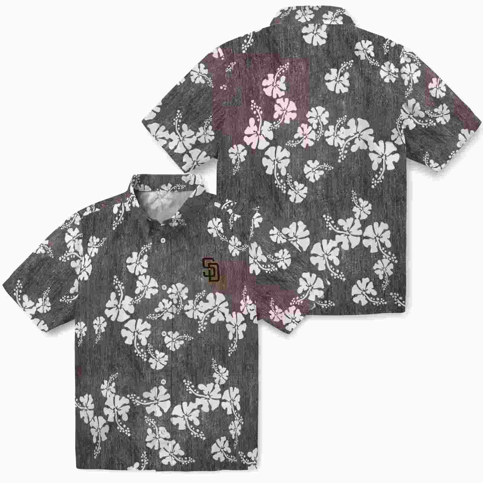 san diego padres hibiscus clusters brown hawaiian shirt high quality