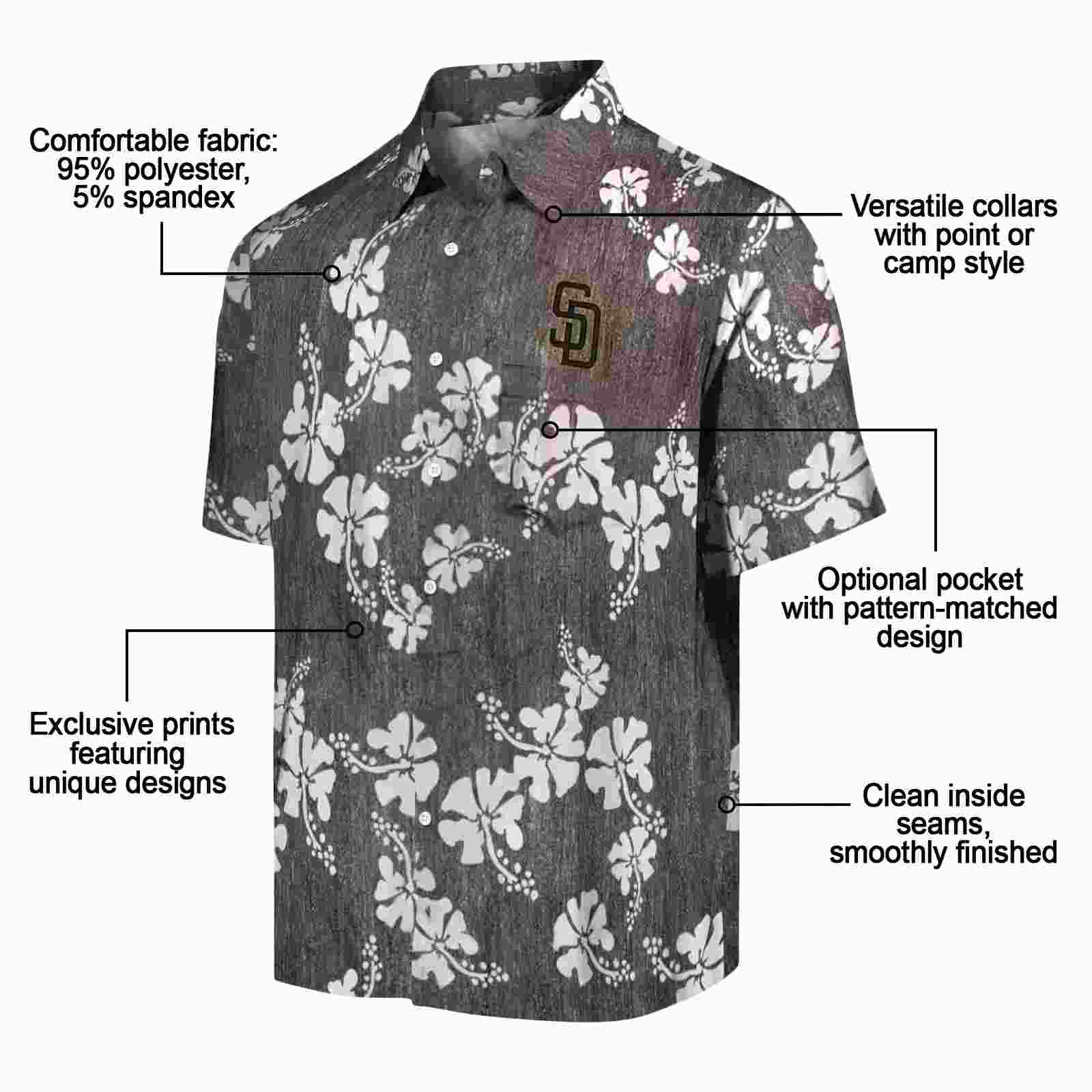 san diego padres hibiscus clusters brown hawaiian shirt new arrival