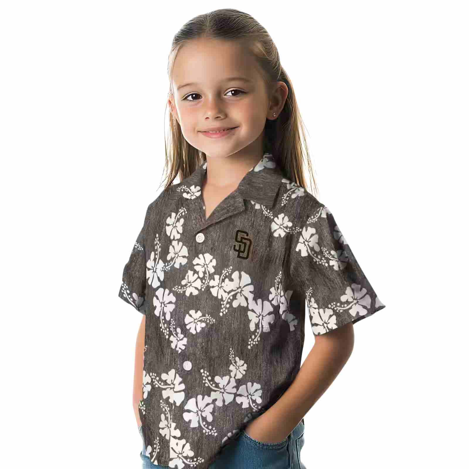 san diego padres hibiscus clusters brown hawaiian shirt premium grade