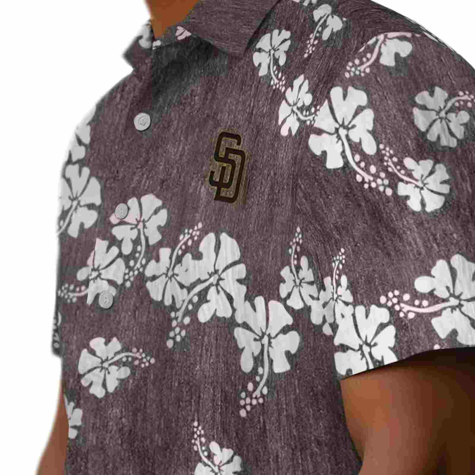 san diego padres hibiscus clusters brown hawaiian shirt trendy