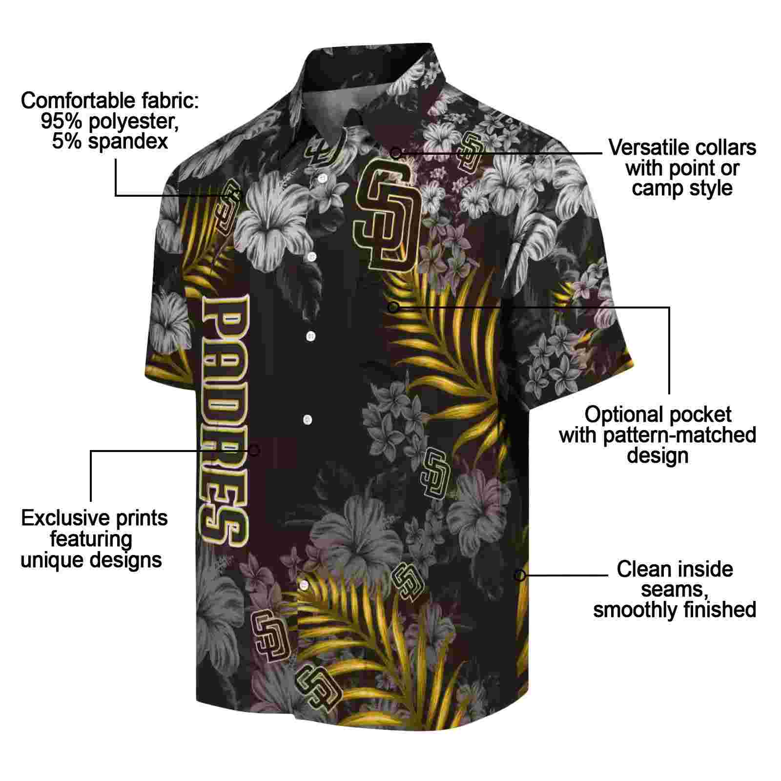 san diego padres hibiscus print brown hawaiian shirt new arrival