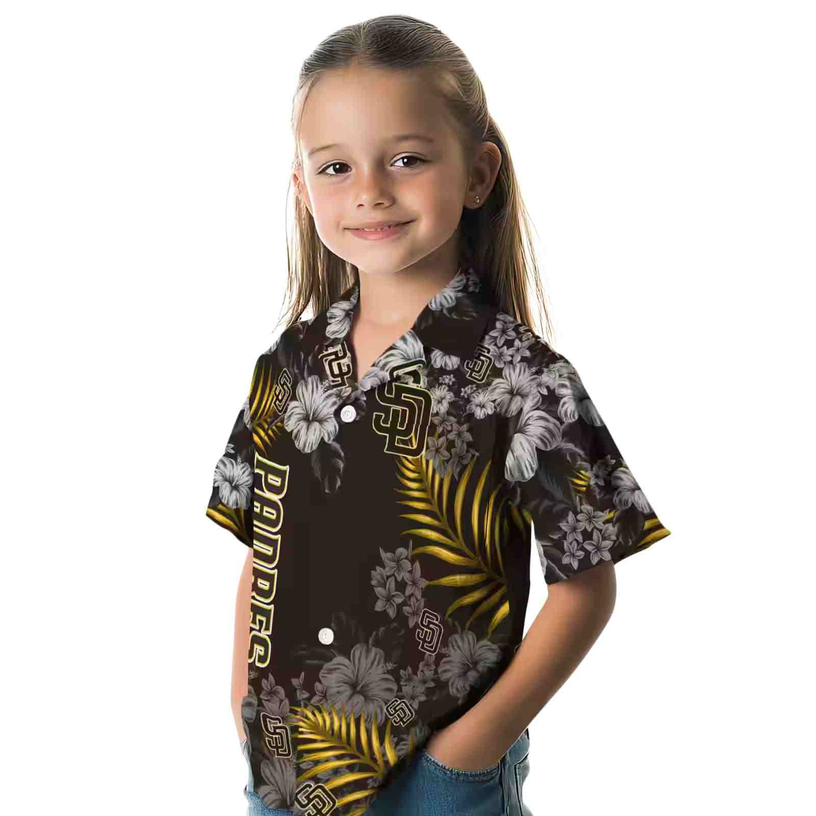 san diego padres hibiscus print brown hawaiian shirt premium grade