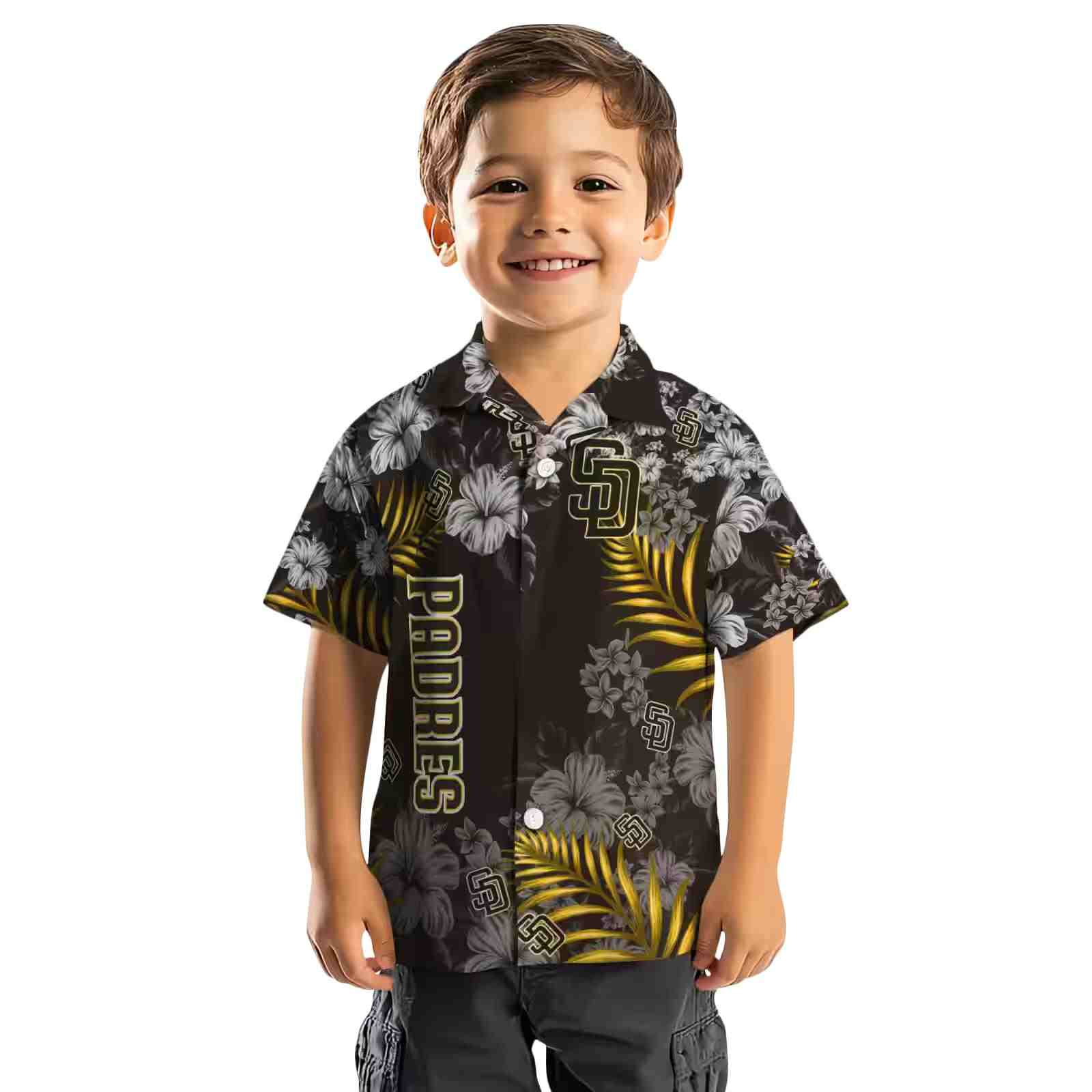 san diego padres hibiscus print brown hawaiian shirt top rated