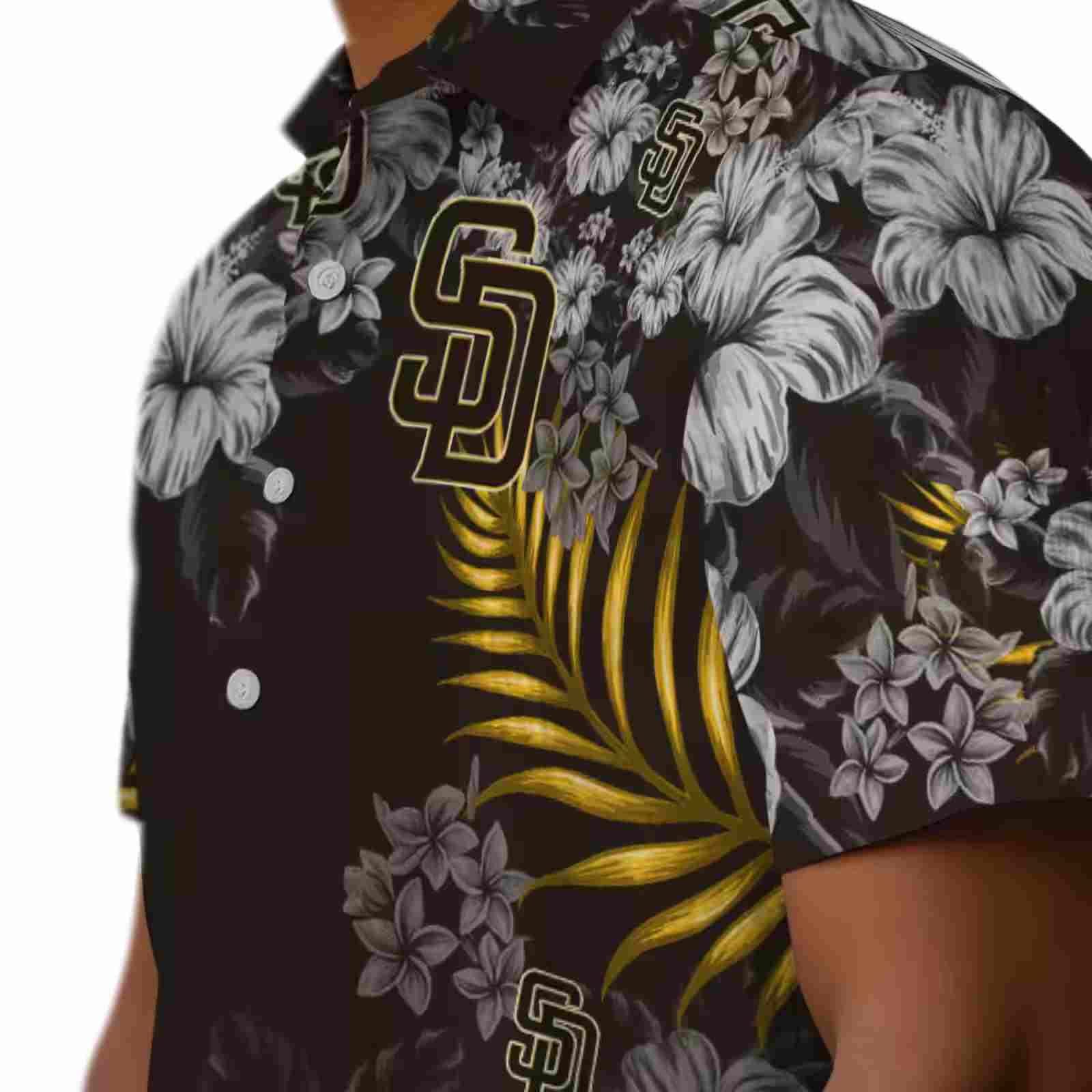 san diego padres hibiscus print brown hawaiian shirt trendy