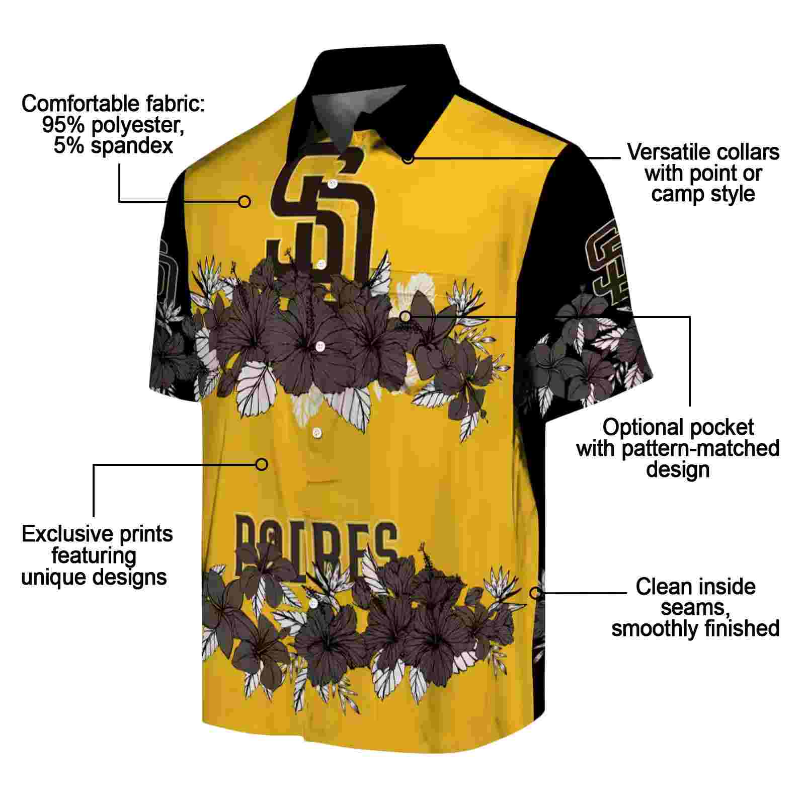 san diego padres hibiscus stripe brown black hawaiian shirt new arrival