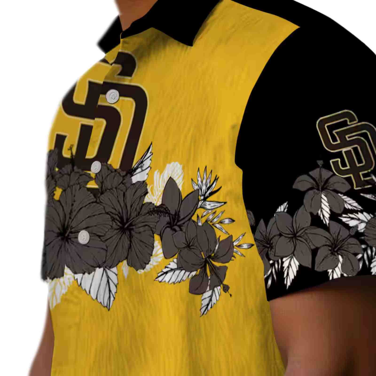 san diego padres hibiscus stripe brown black hawaiian shirt trendy