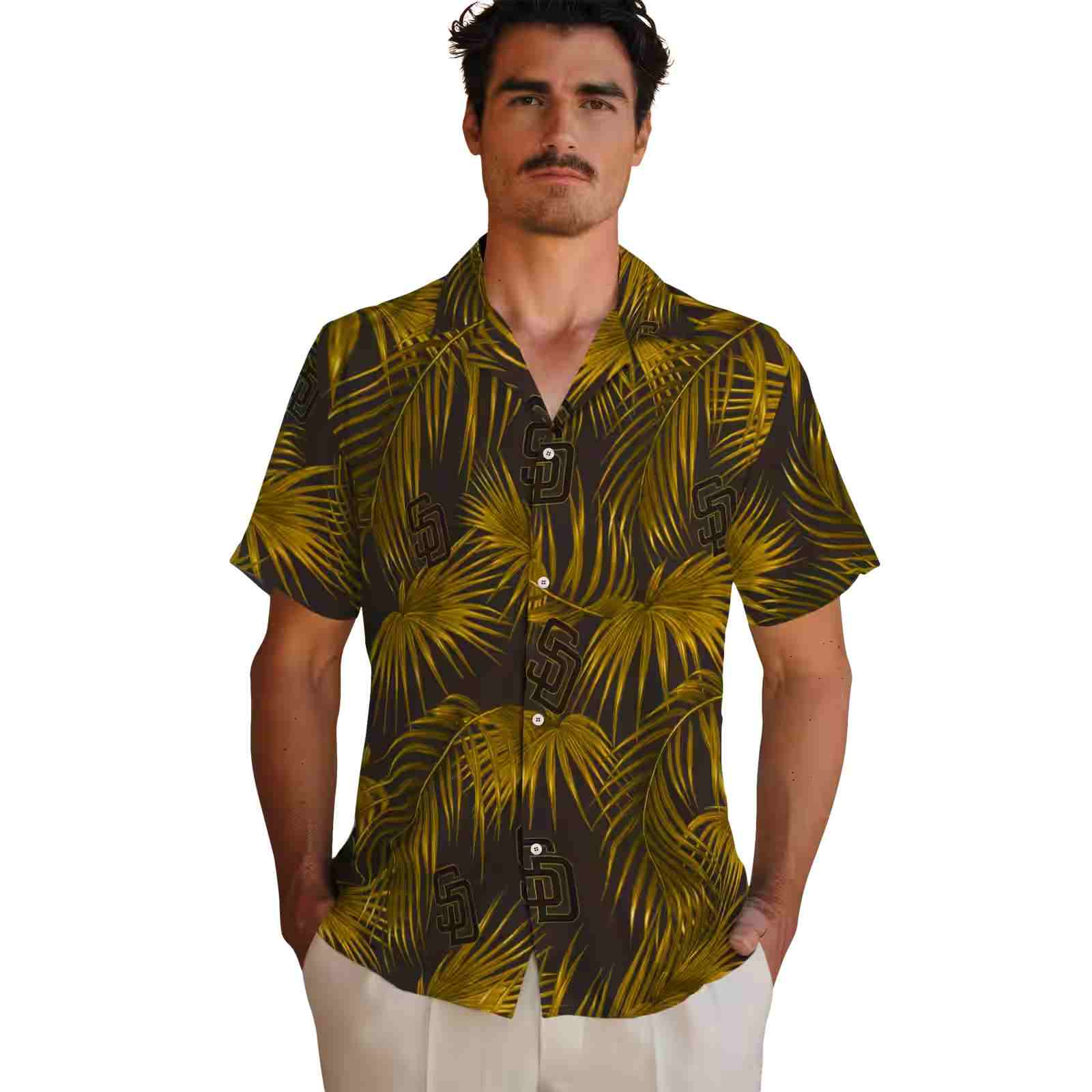 san diego padres leafy palms brown hawaiian shirt fashion forward