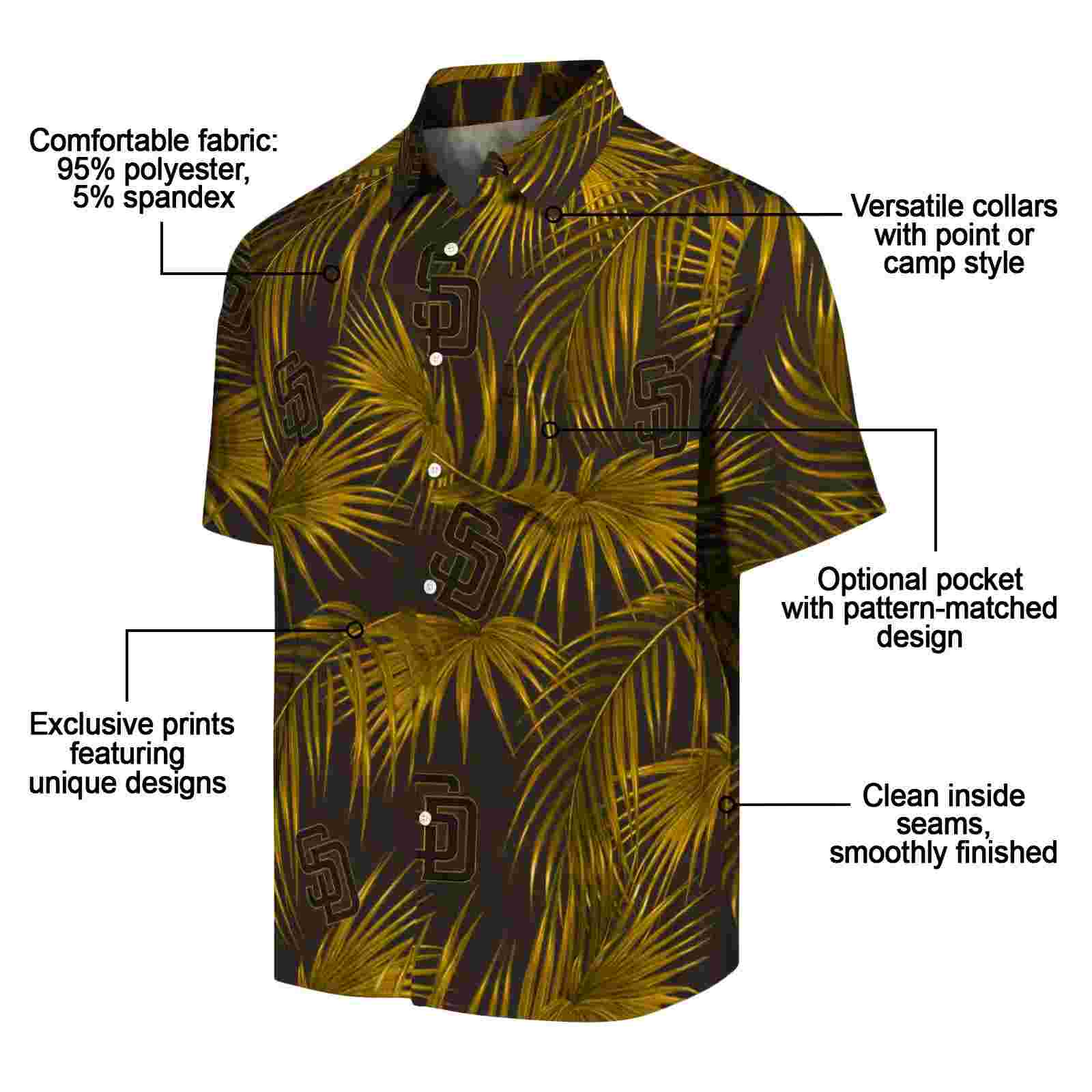 san diego padres leafy palms brown hawaiian shirt new arrival