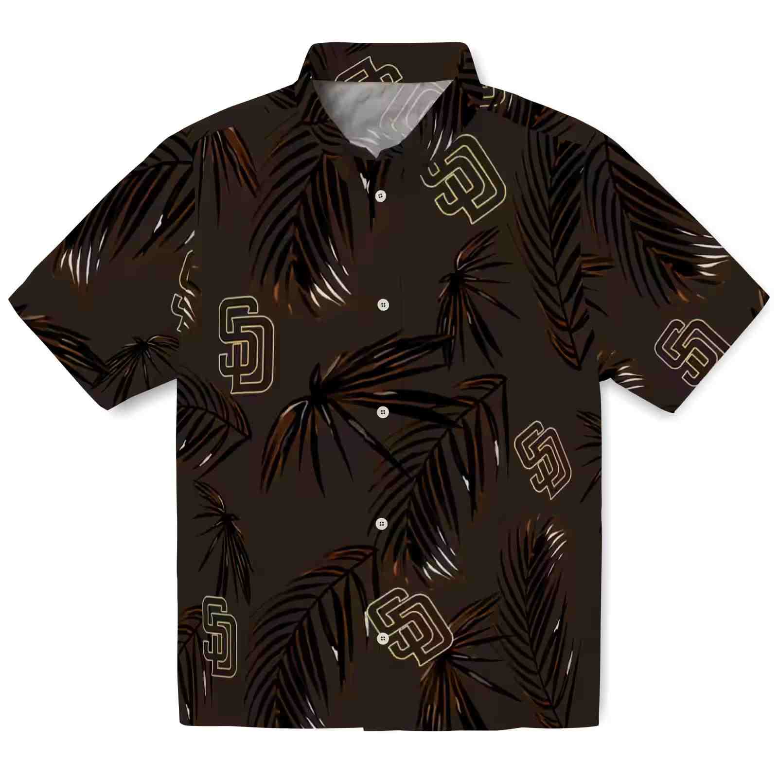 San Diego Padres Palm Leaf Brown Hawaiian Shirt