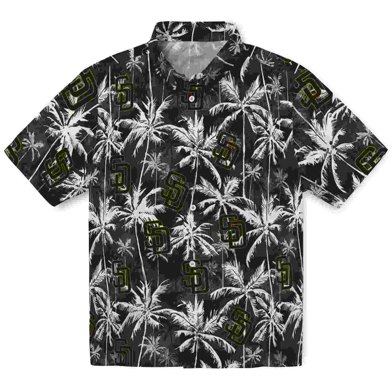 San Diego Padres Palm Pattern Brown Black Hawaiian Shirt