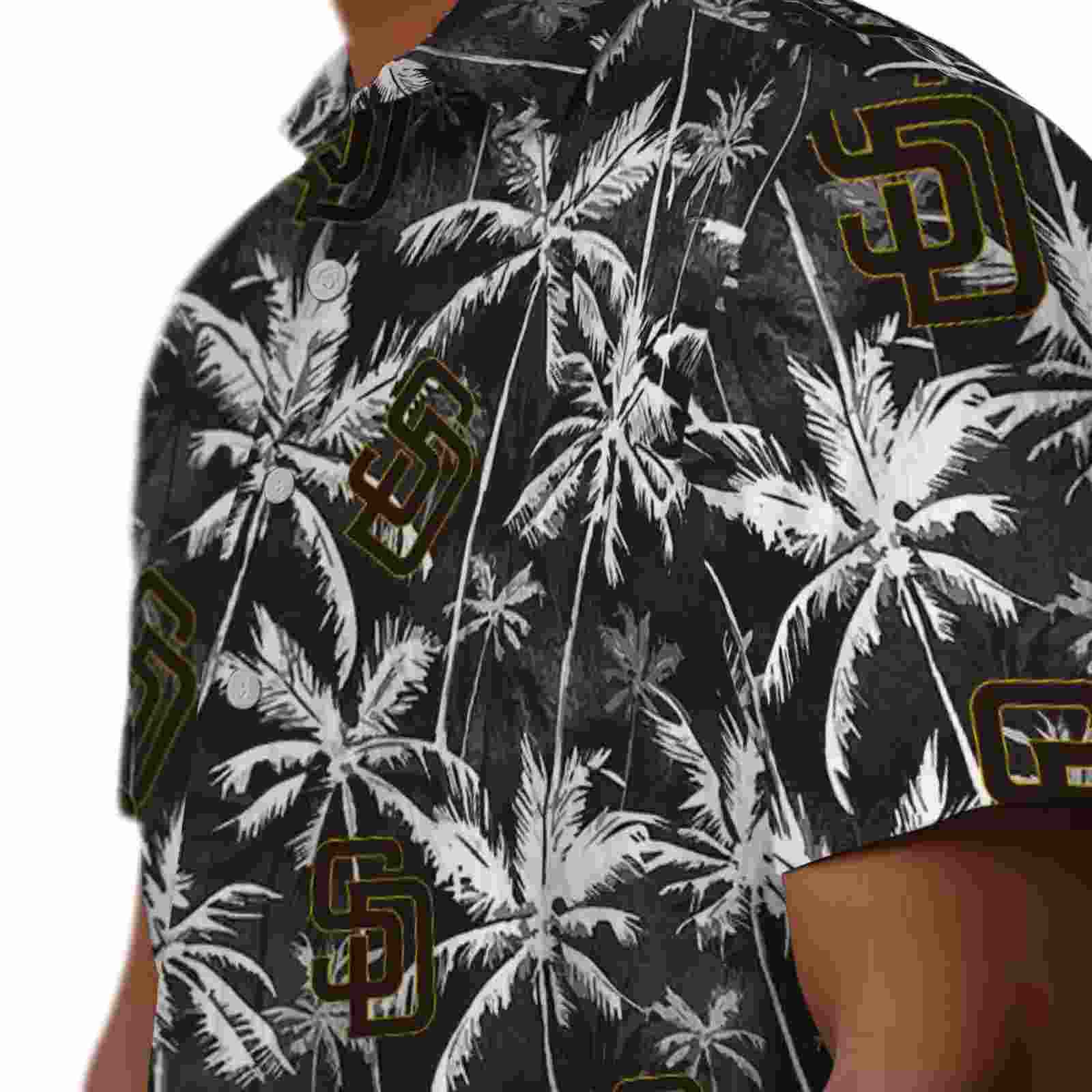 san diego padres palm pattern brown black hawaiian shirt trendy