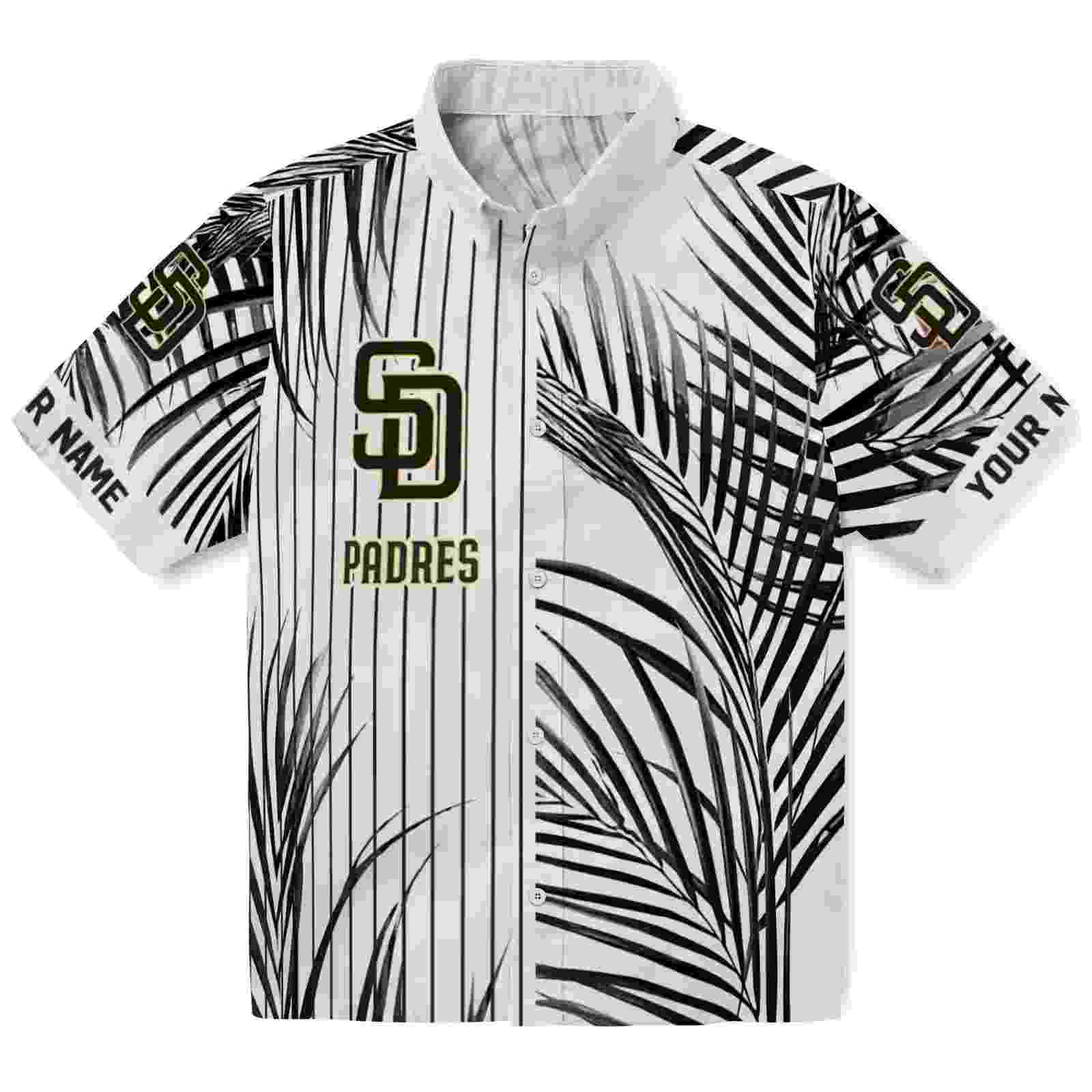 San Diego Padres Palm Stripes Brown Black White Hawaiian Shirt