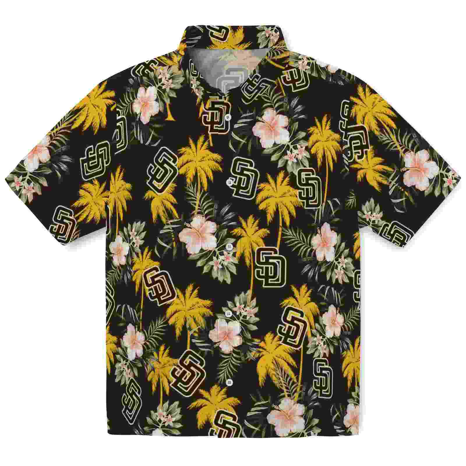 San Diego Padres Palm Tree Flower Brown Hawaiian Shirt