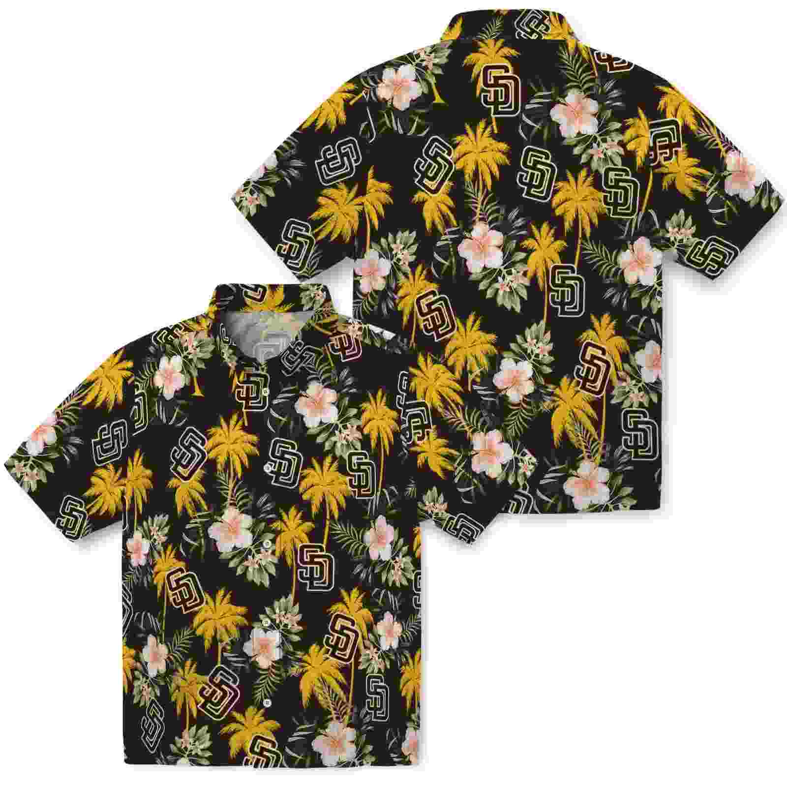 san diego padres palm tree flower brown hawaiian shirt high quality