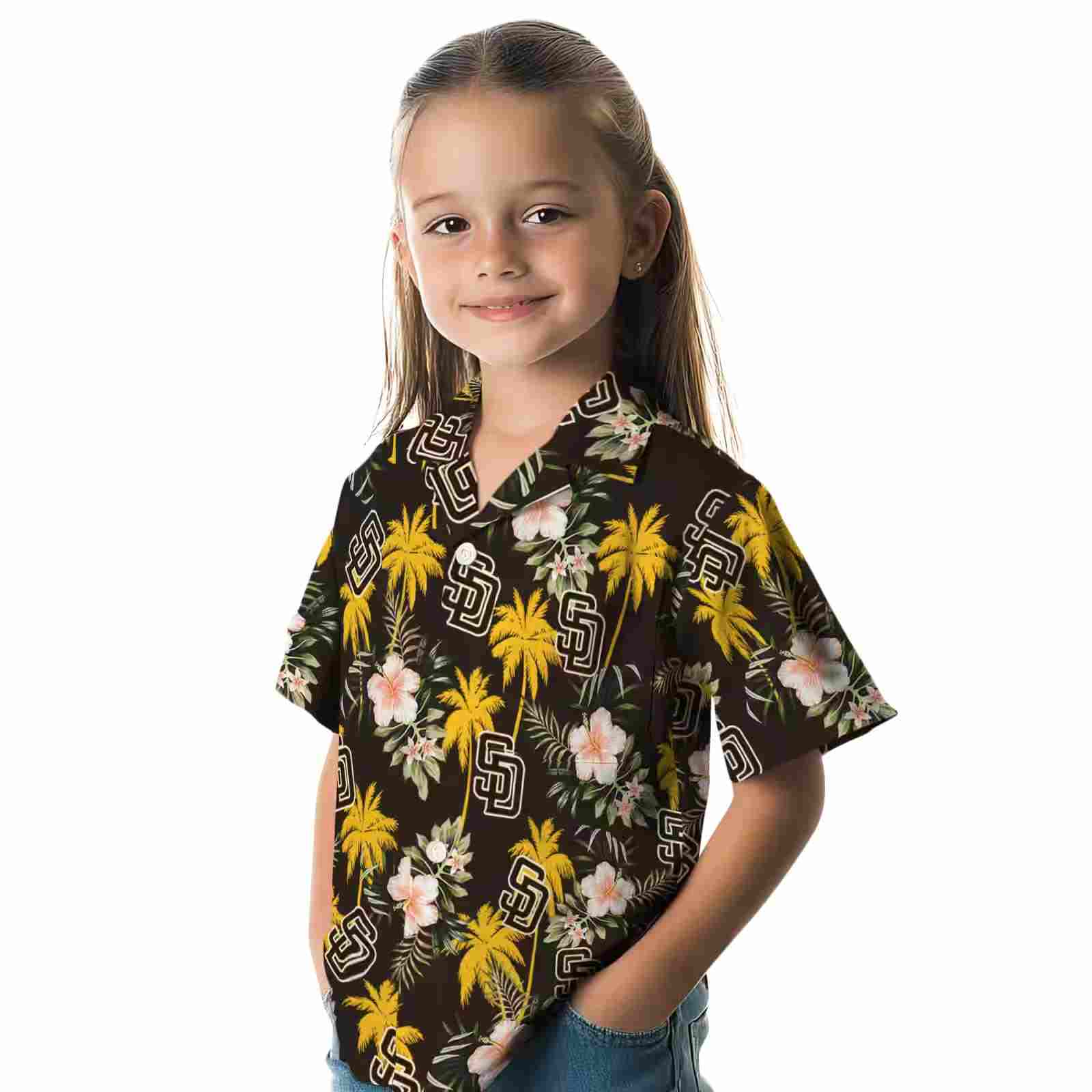 san diego padres palm tree flower brown hawaiian shirt premium grade