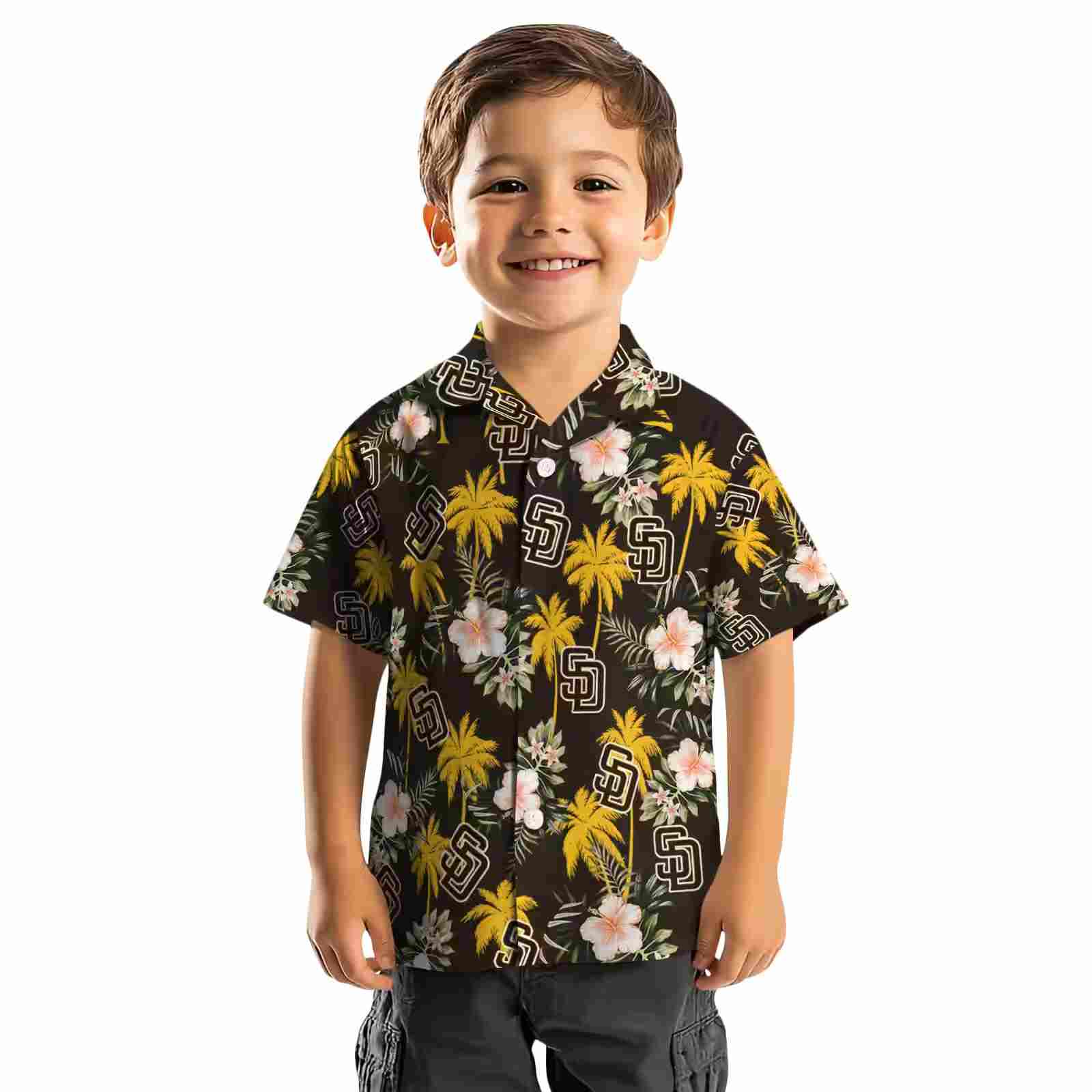 san diego padres palm tree flower brown hawaiian shirt top rated