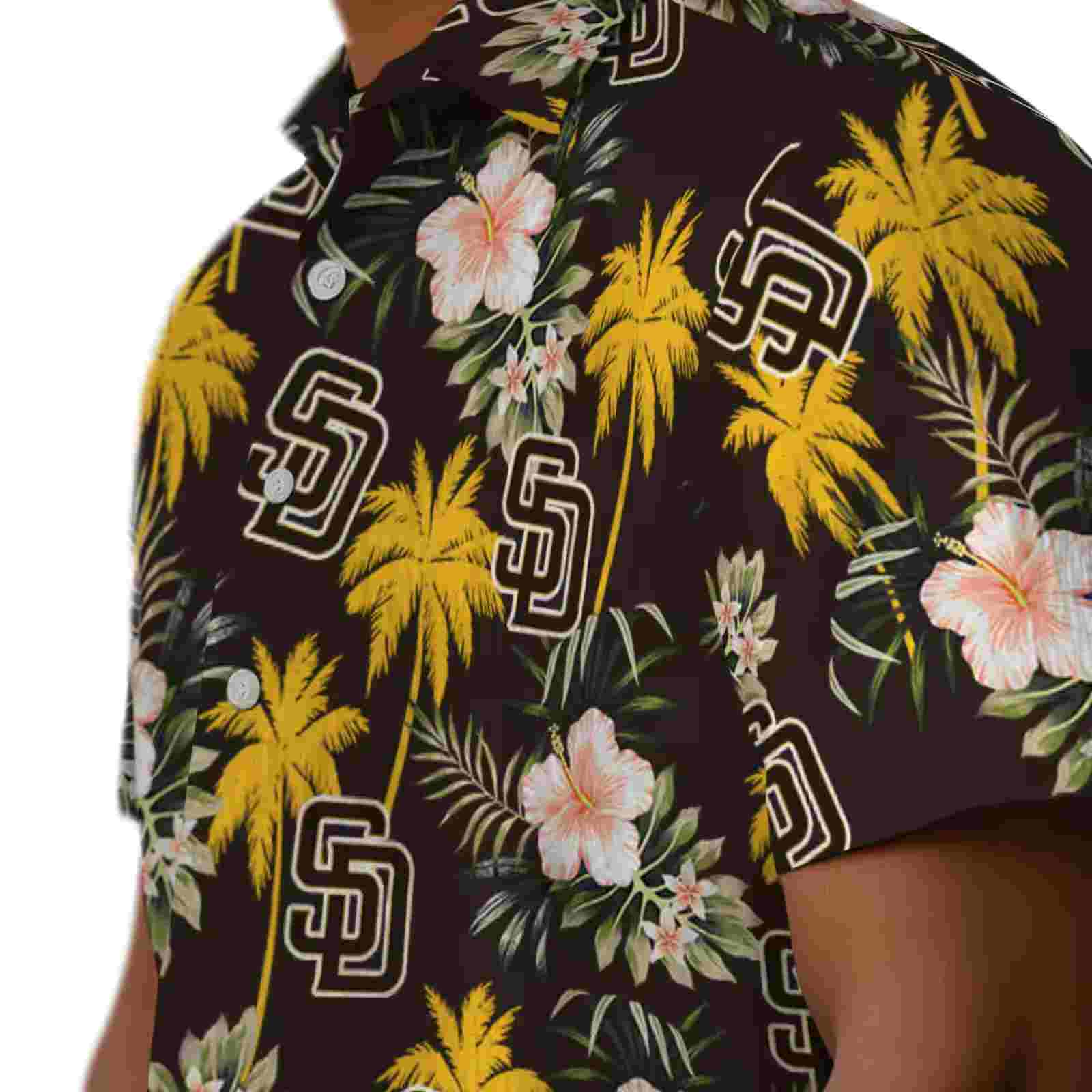 san diego padres palm tree flower brown hawaiian shirt trendy