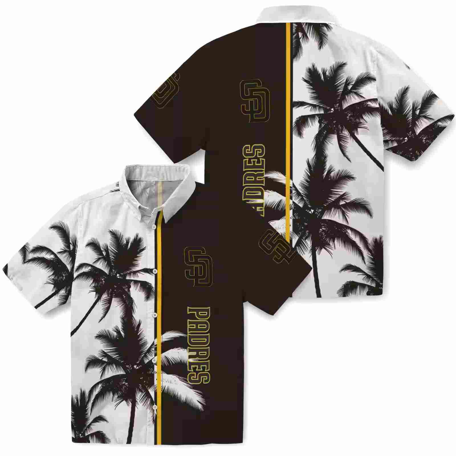 san diego padres palm trees brown white hawaiian shirt high quality