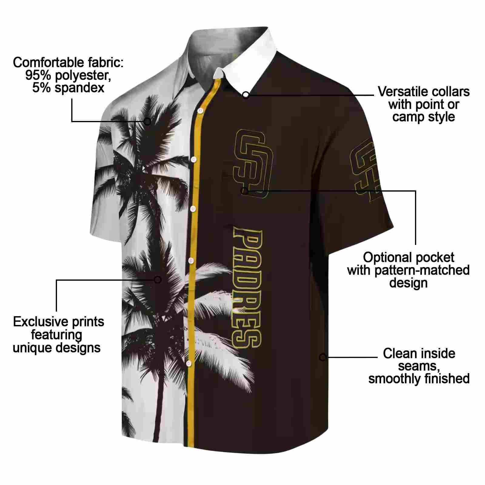 san diego padres palm trees brown white hawaiian shirt new arrival