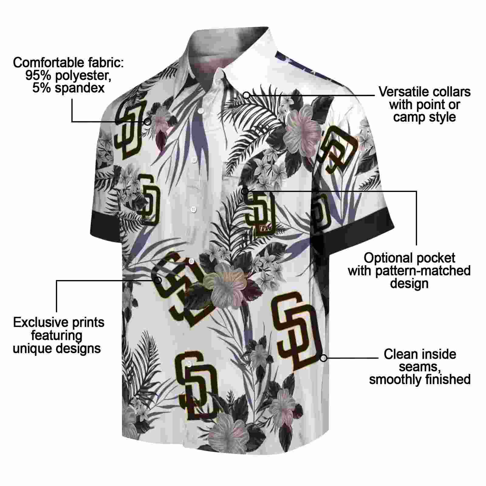 san diego padres patriotic hibiscus design brown white hawaiian shirt new arrival