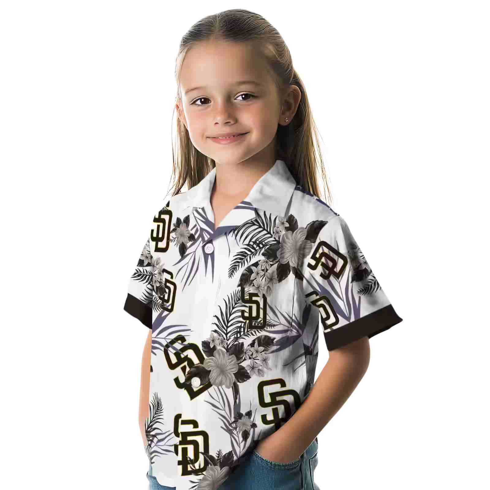 san diego padres patriotic hibiscus design brown white hawaiian shirt premium grade