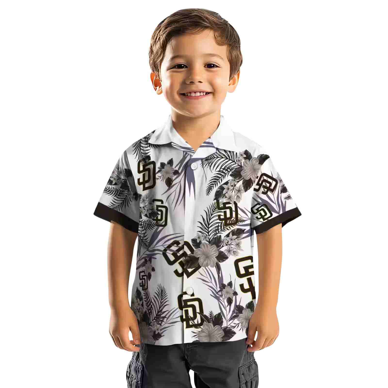 san diego padres patriotic hibiscus design brown white hawaiian shirt top rated