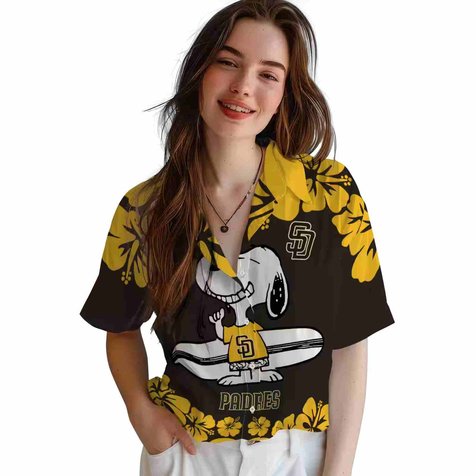 san diego padres snoopy surf brown white hawaiian shirt latest model