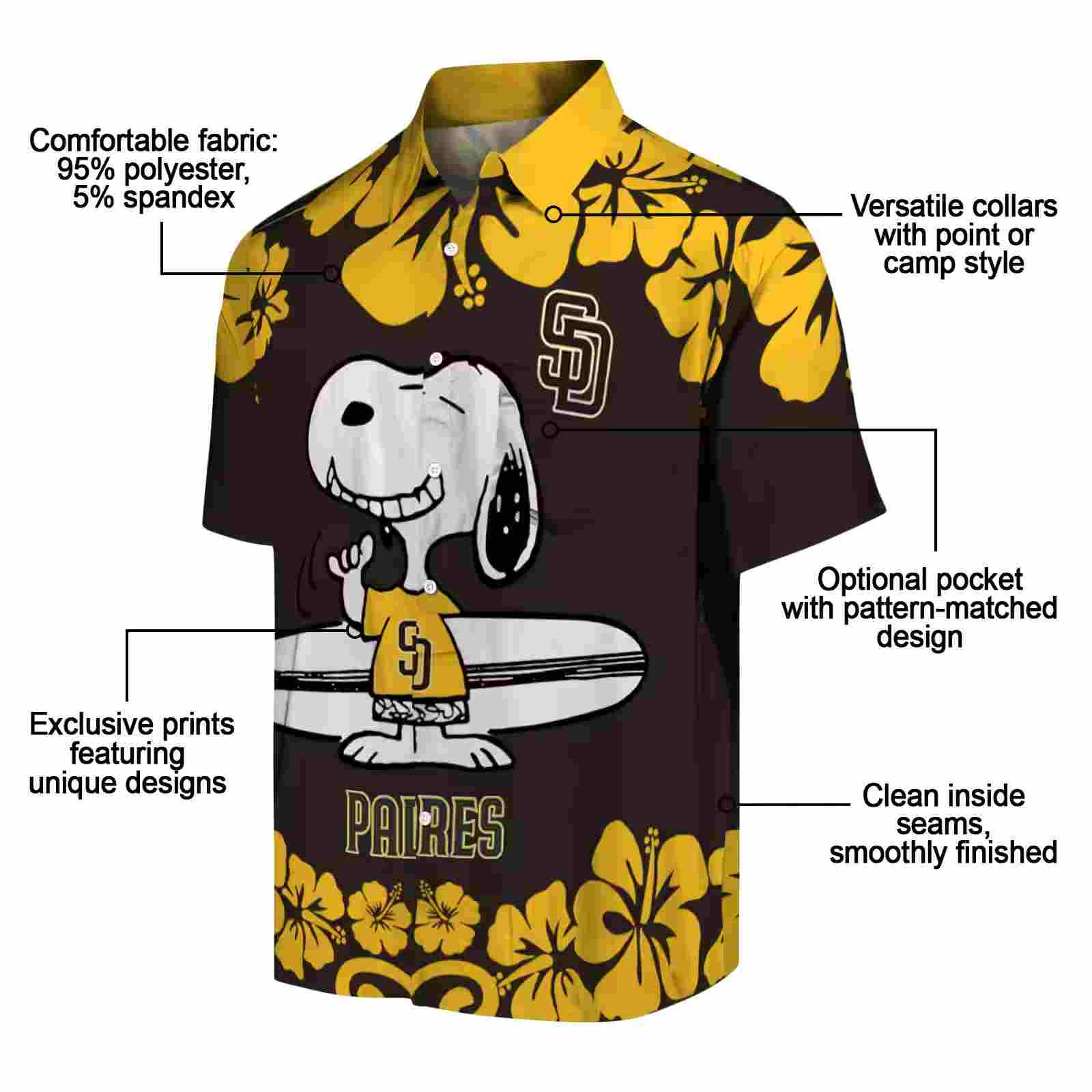 san diego padres snoopy surf brown white hawaiian shirt new arrival