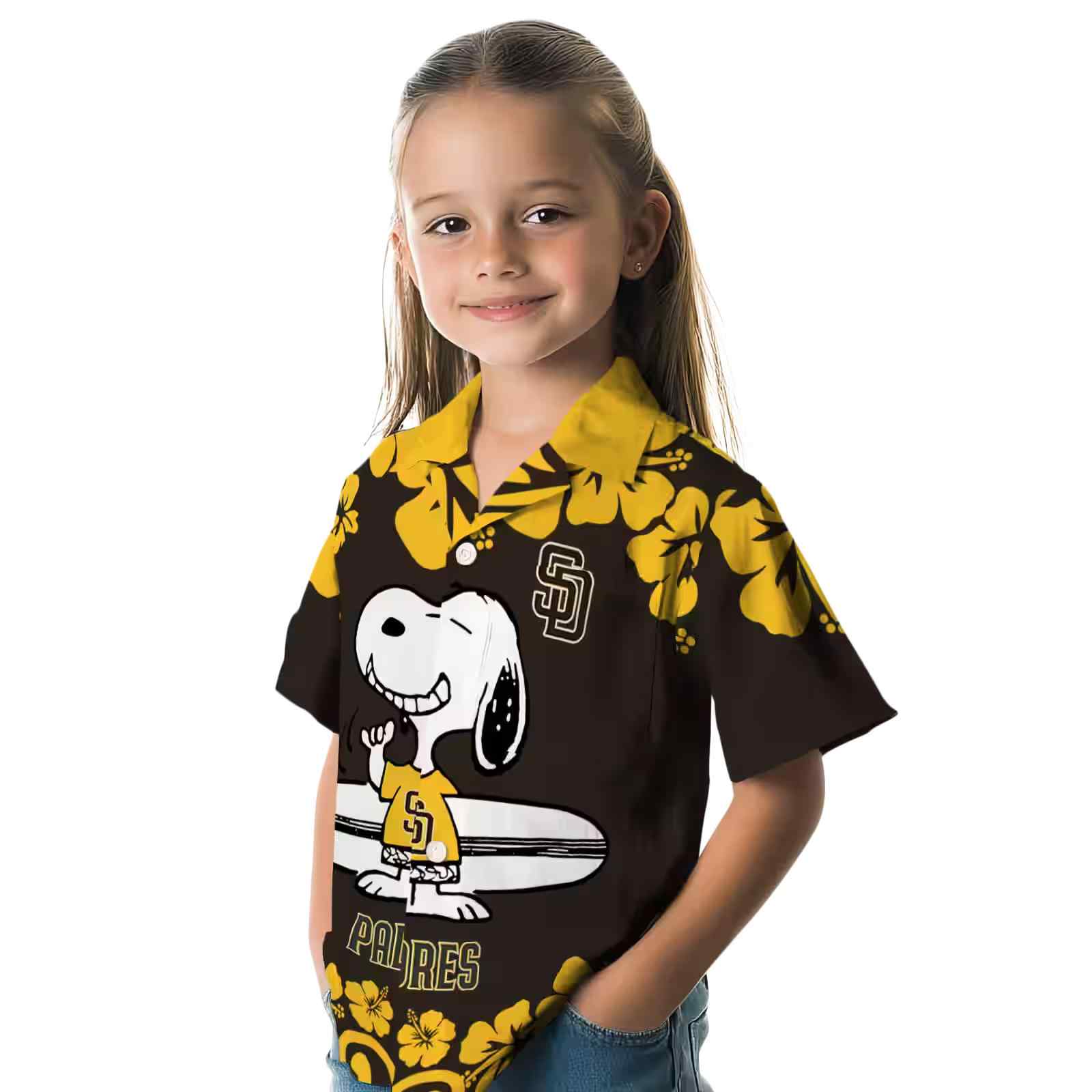 san diego padres snoopy surf brown white hawaiian shirt premium grade