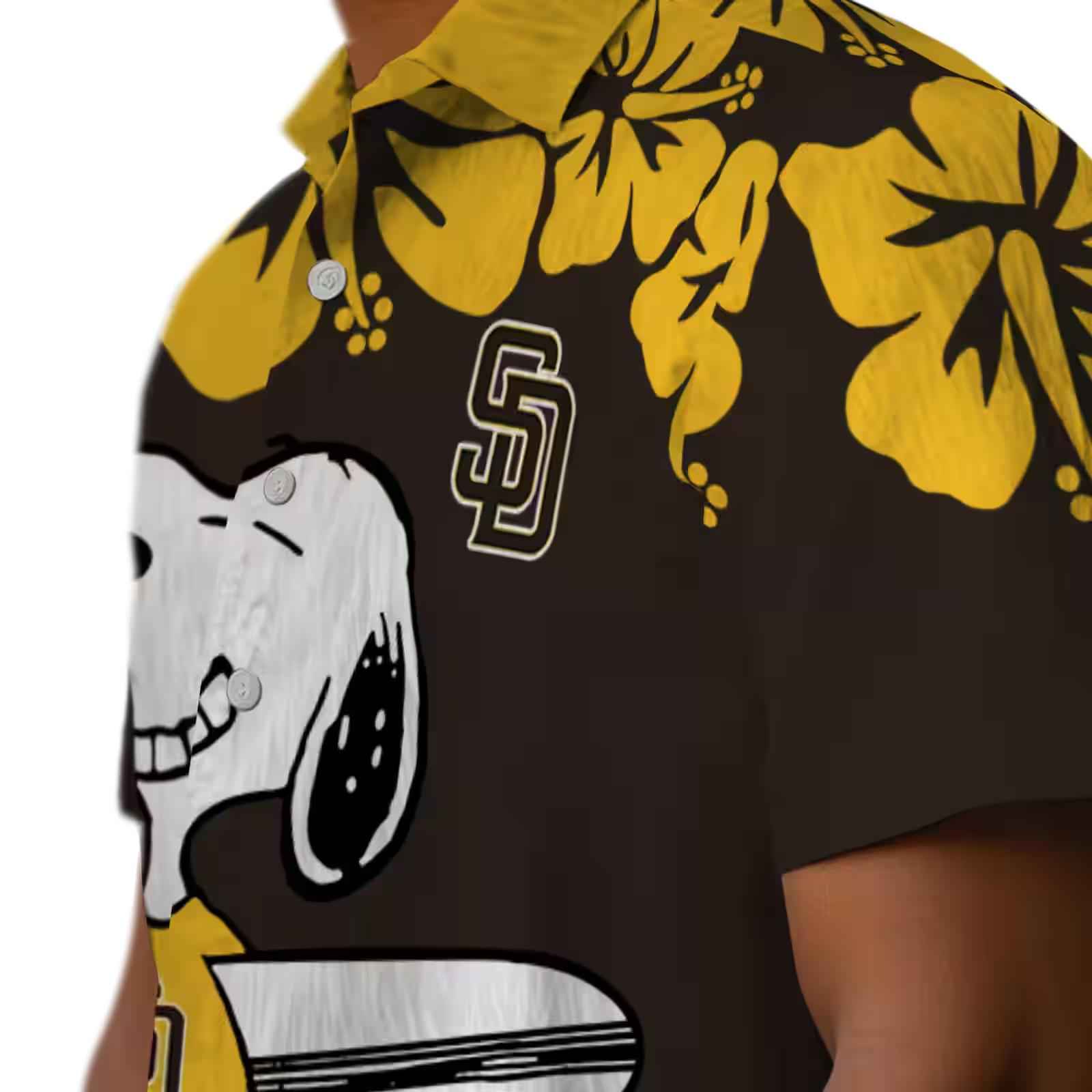 san diego padres snoopy surf brown white hawaiian shirt trendy