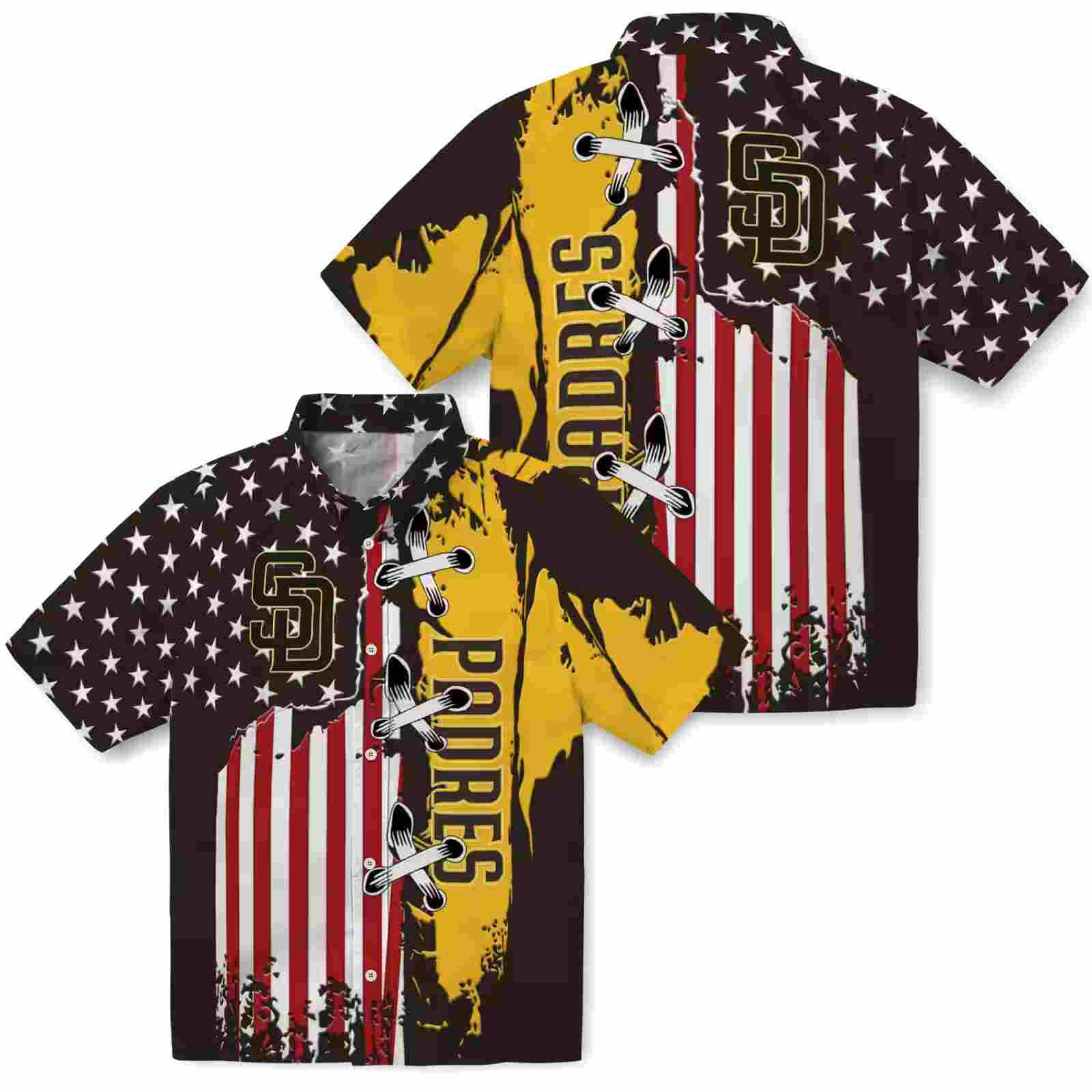 san diego padres stitched flag brown hawaiian shirt high quality