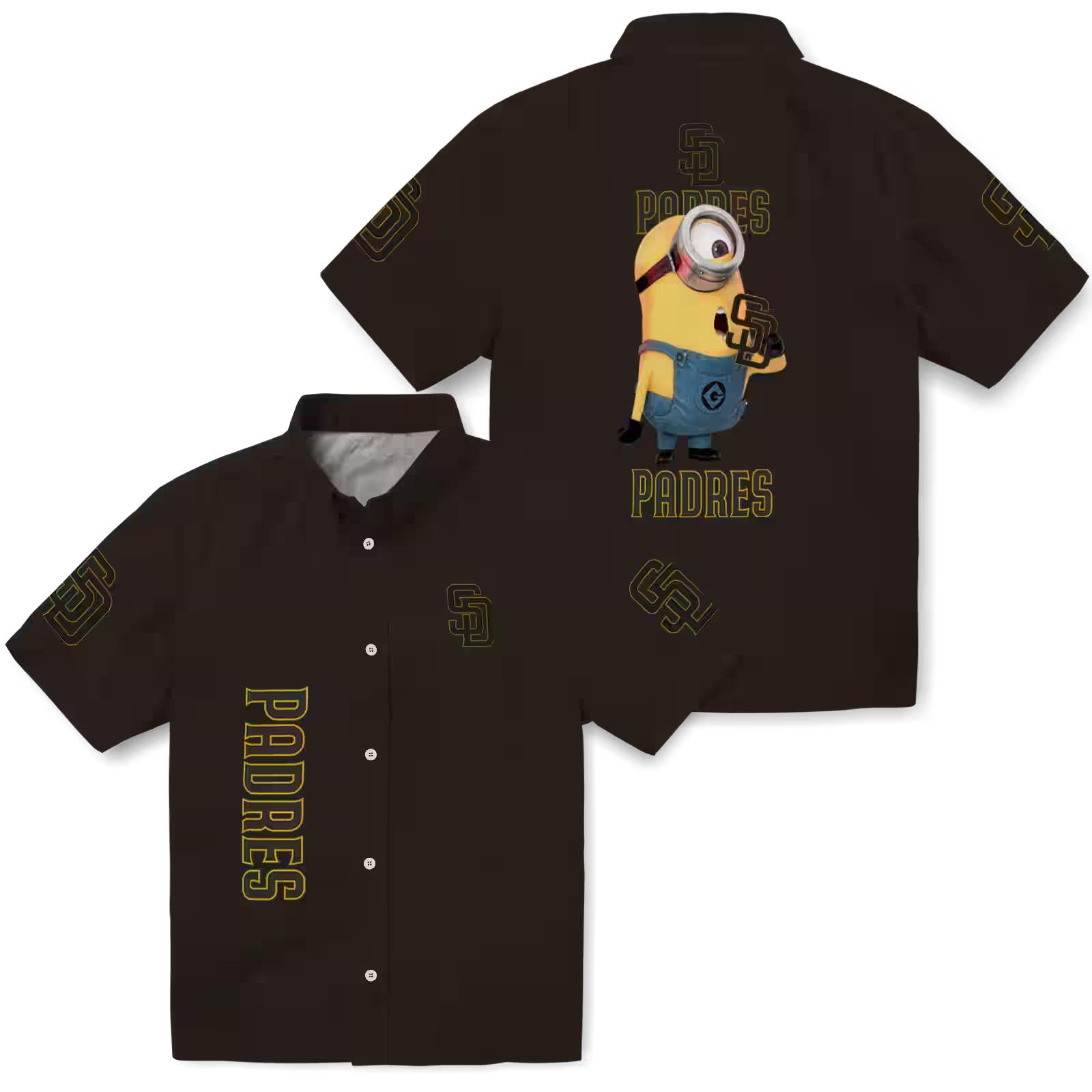 san diego padres stuart minion brown hawaiian shirt high quality