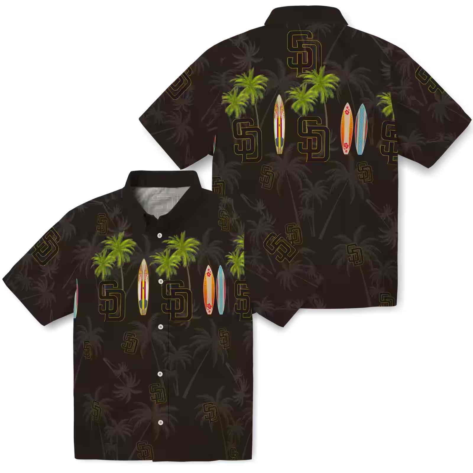 san diego padres surfboard palm brown hawaiian shirt high quality