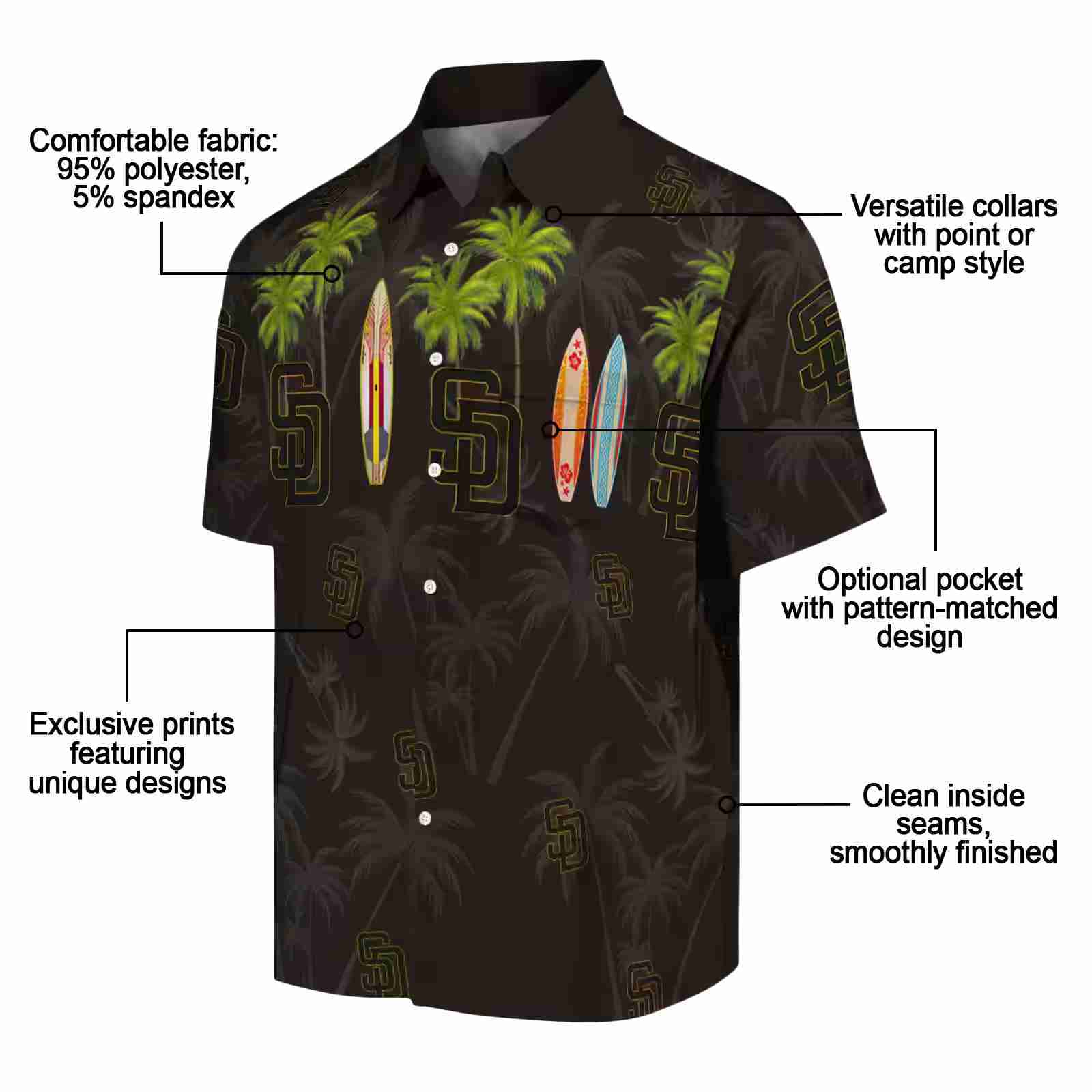 san diego padres surfboard palm brown hawaiian shirt new arrival