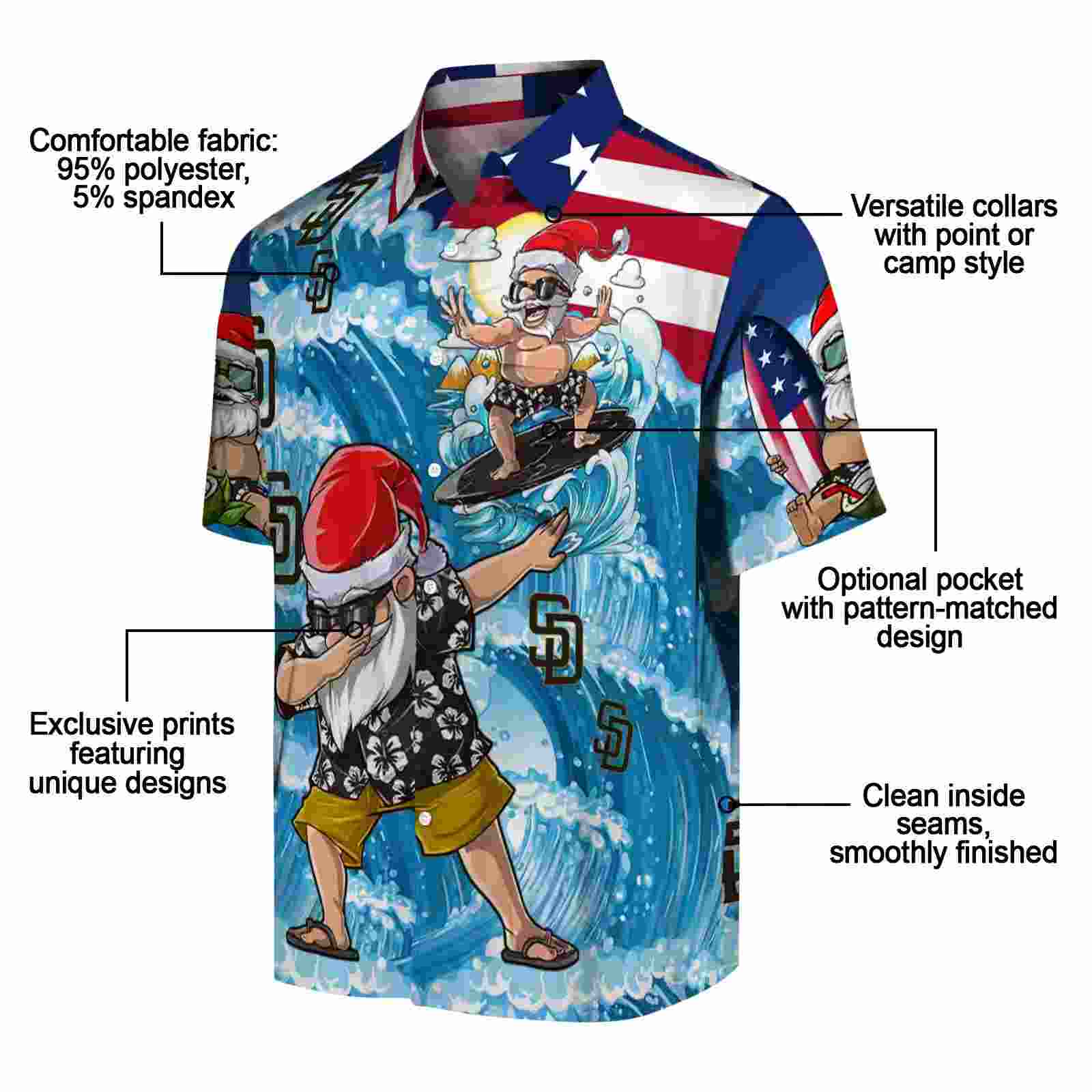 san diego padres surfing santa blue hawaiian shirt new arrival