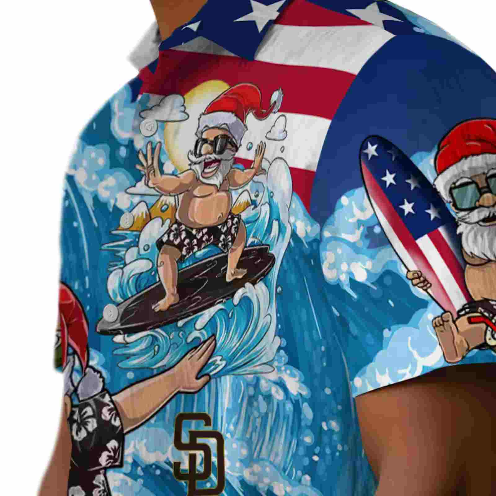 san diego padres surfing santa blue hawaiian shirt trendy