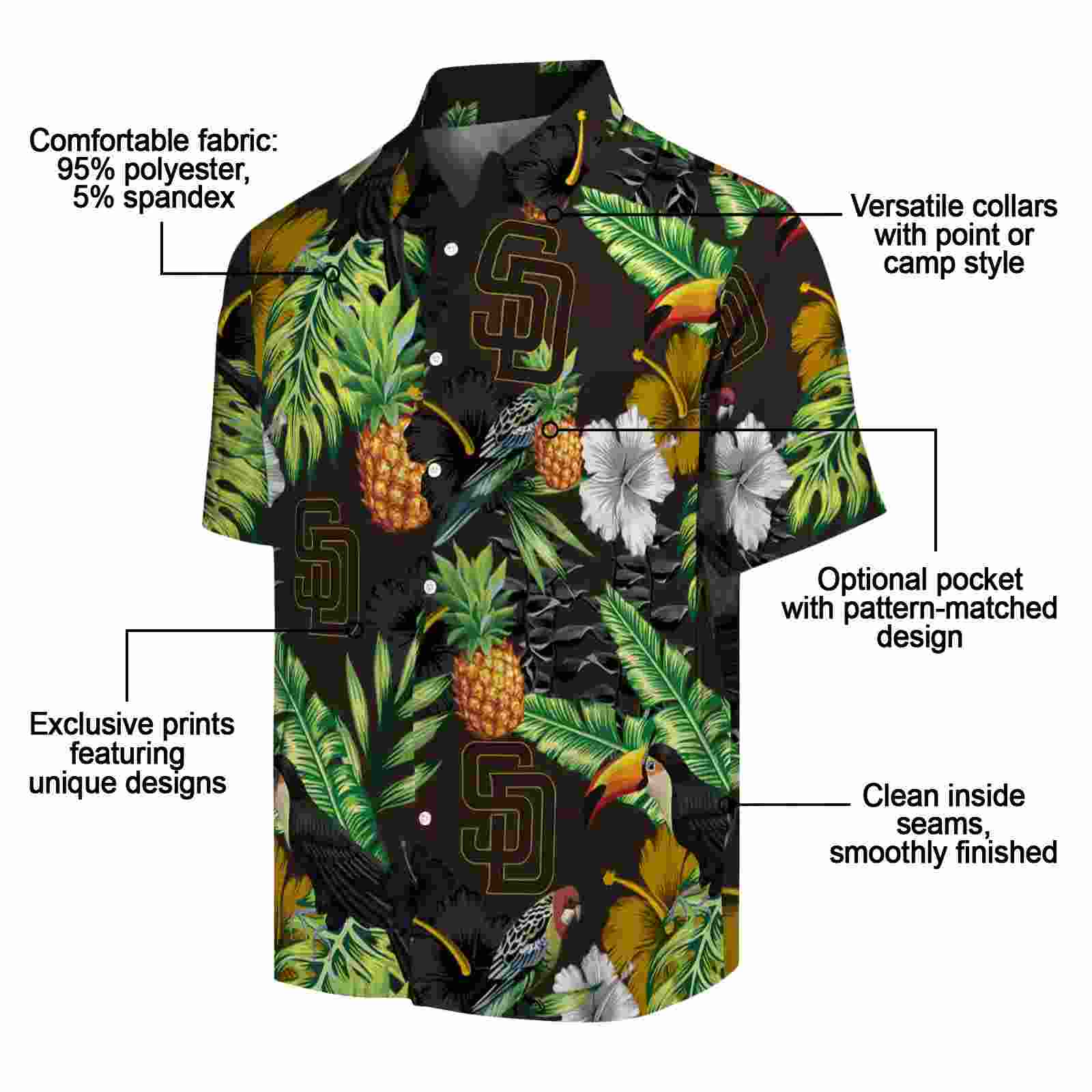 san diego padres toucan hibiscus pineapple brown green hawaiian shirt new arrival